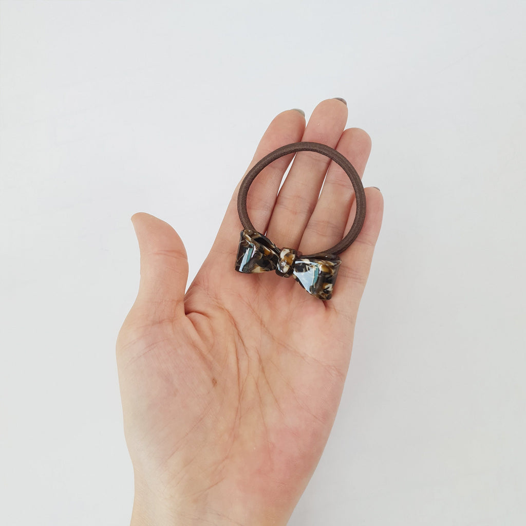 Tortoise Shell Art Mini Ribbon Hair Tie / Cute Point Ponytail Holder / Hair Accessory for Woman / French Hair Pin / Hair Scrunchy