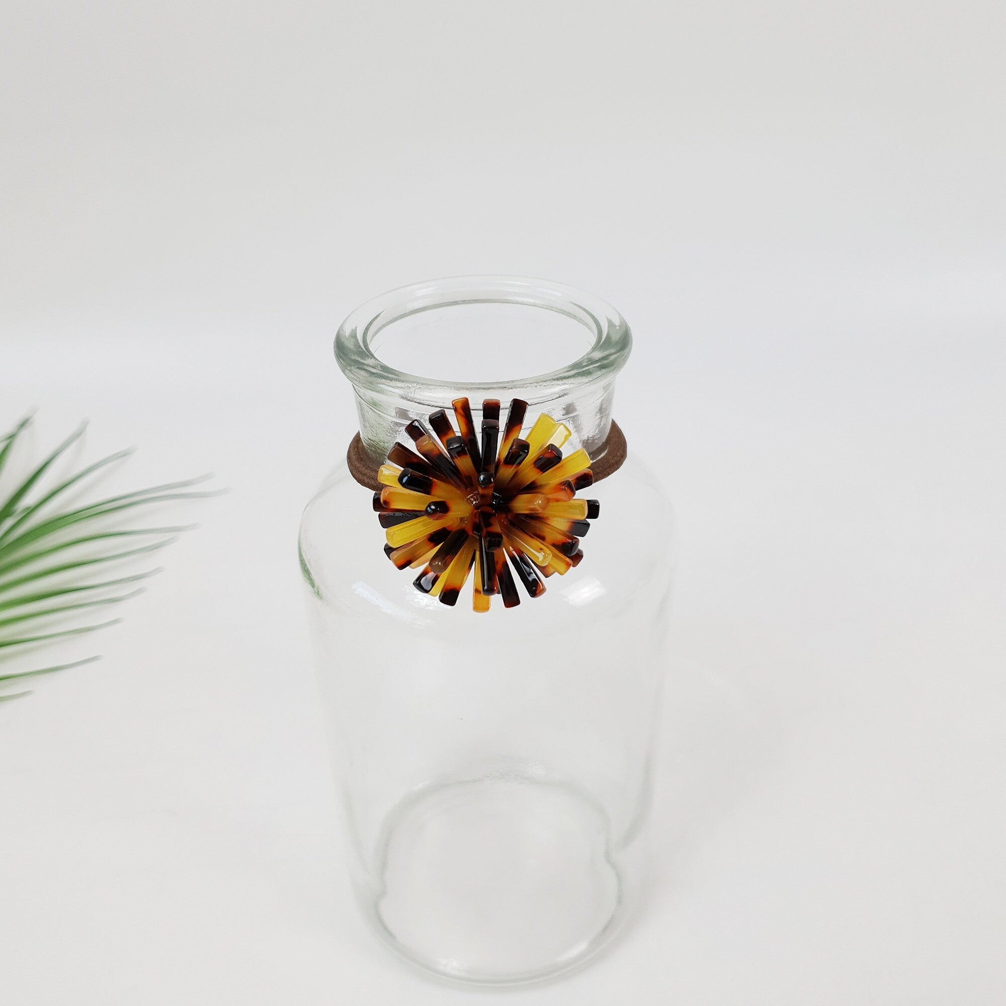 Tortoise Shell Dandelion Flower Hair Tie / Cute French Ponytail Holder / Hair Accessory for Woman / French Hair Tie / Hair Scrunchy