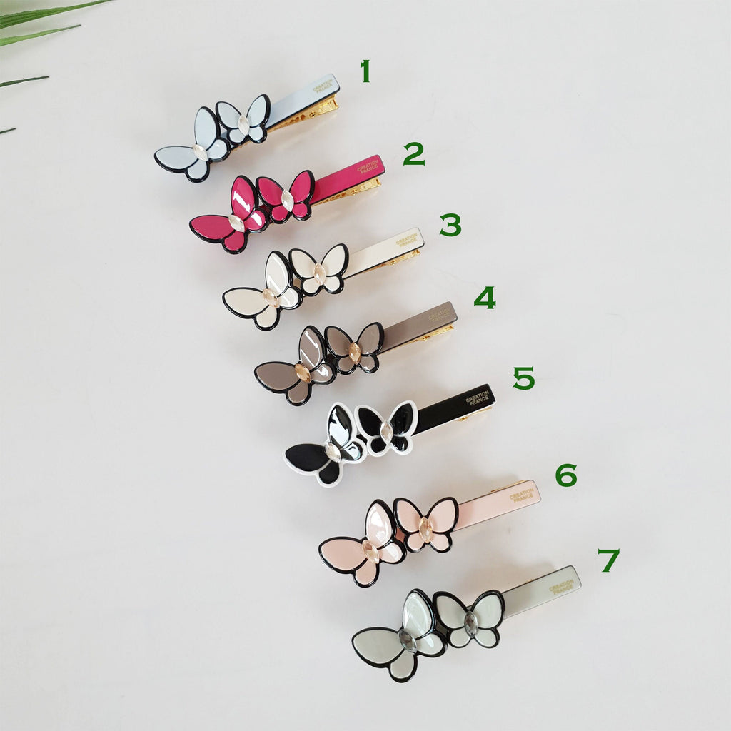 Pastel Color Couple Butterfly Hair Clips / Luxurious French Hair Pin / Hair Accessory for Woman / Alligator Hair Clip