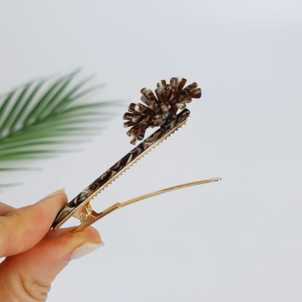 Tortoise Shell Flower Hair Clip / Luxurious French Hair Pin / Hair Accessory for Woman / Alligator Hair Clip