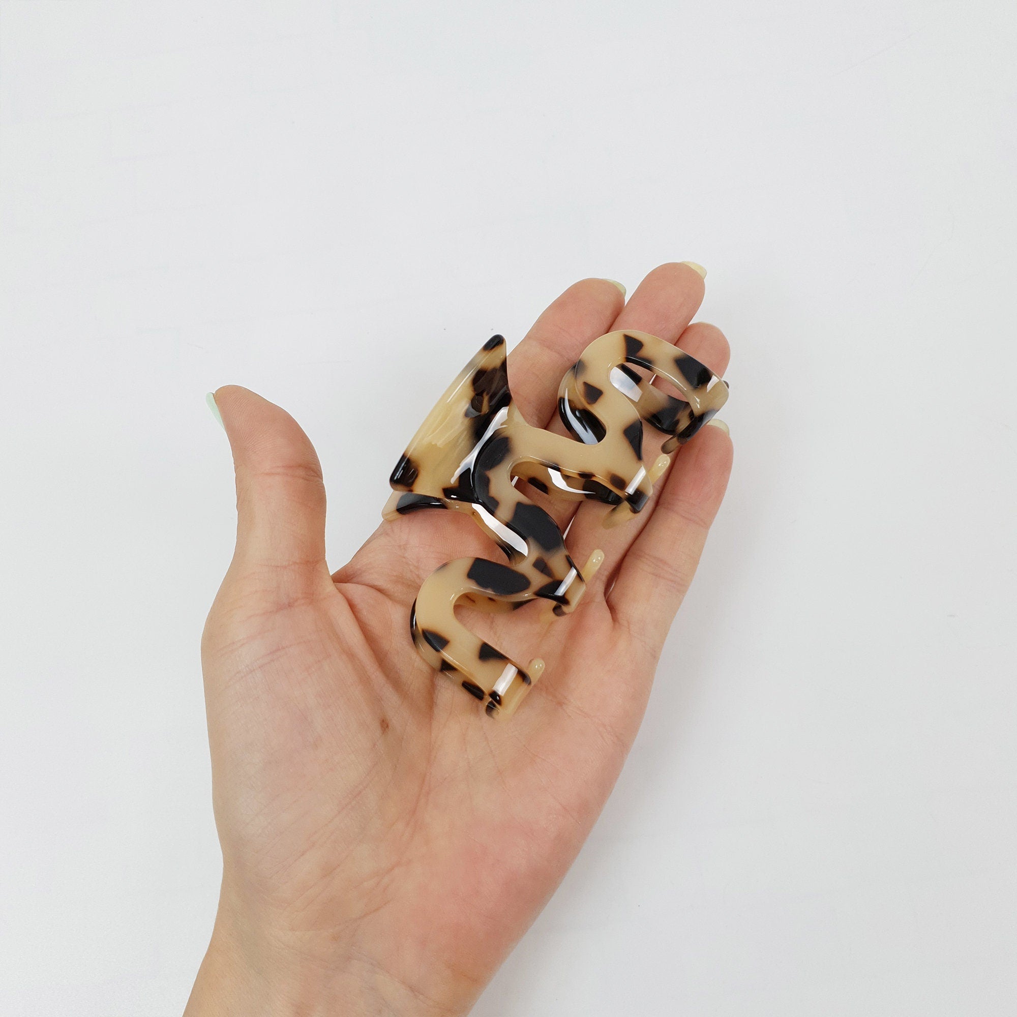 Tortoise Shell Zigzag Large Hair Clip / Luxurious French Hair Pin / Hair Claw Clip for Woman