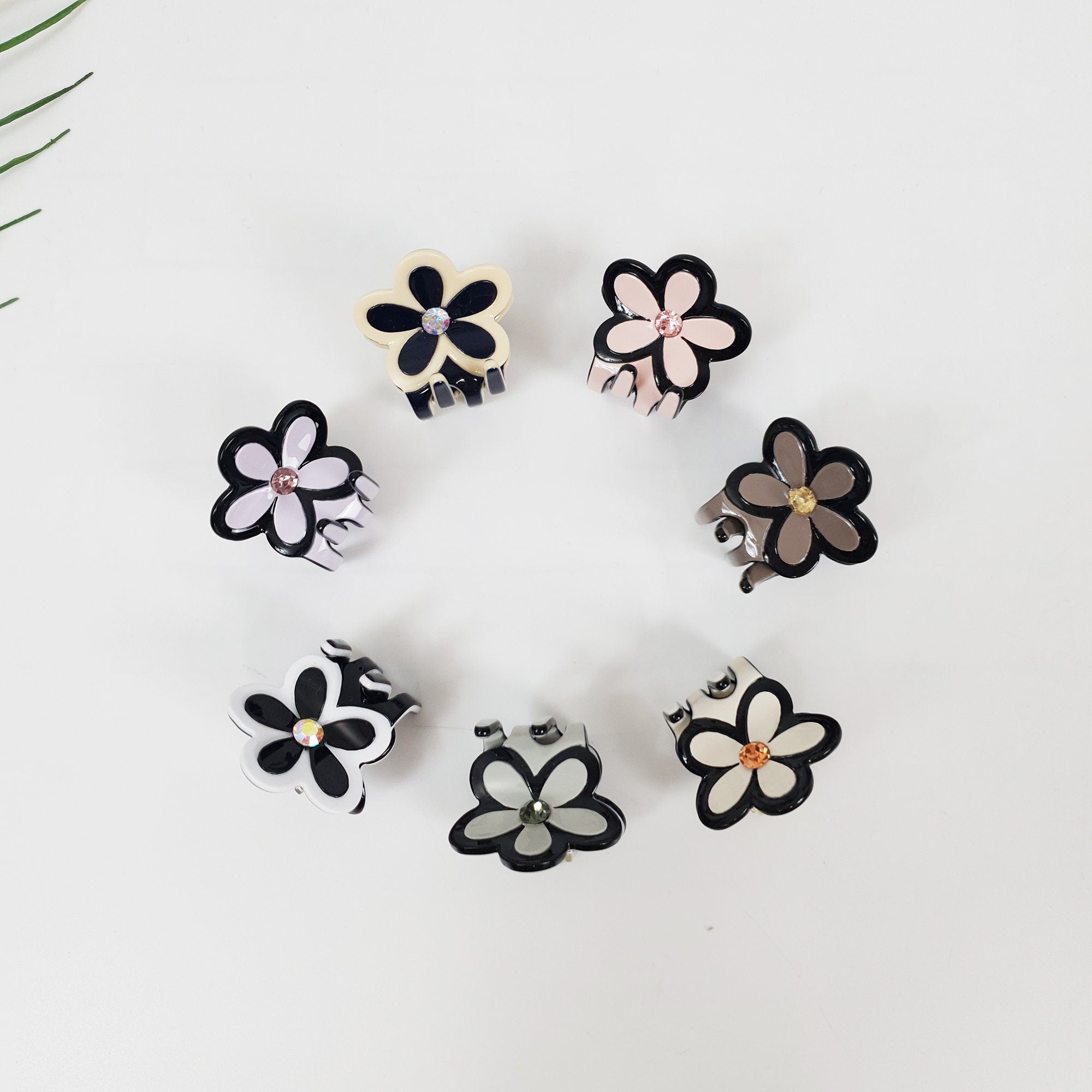 Flower Hair Clips with Cubic (1.2 Inch) / Cute French Hair Pin / Floral Hair Clip / French Barrette for Woman