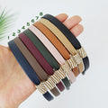 Faux Leather Thin Headband with Sparkling Cubic / Simple Line Point Head Piece / Hair Accessory for Woman / Leather Headband