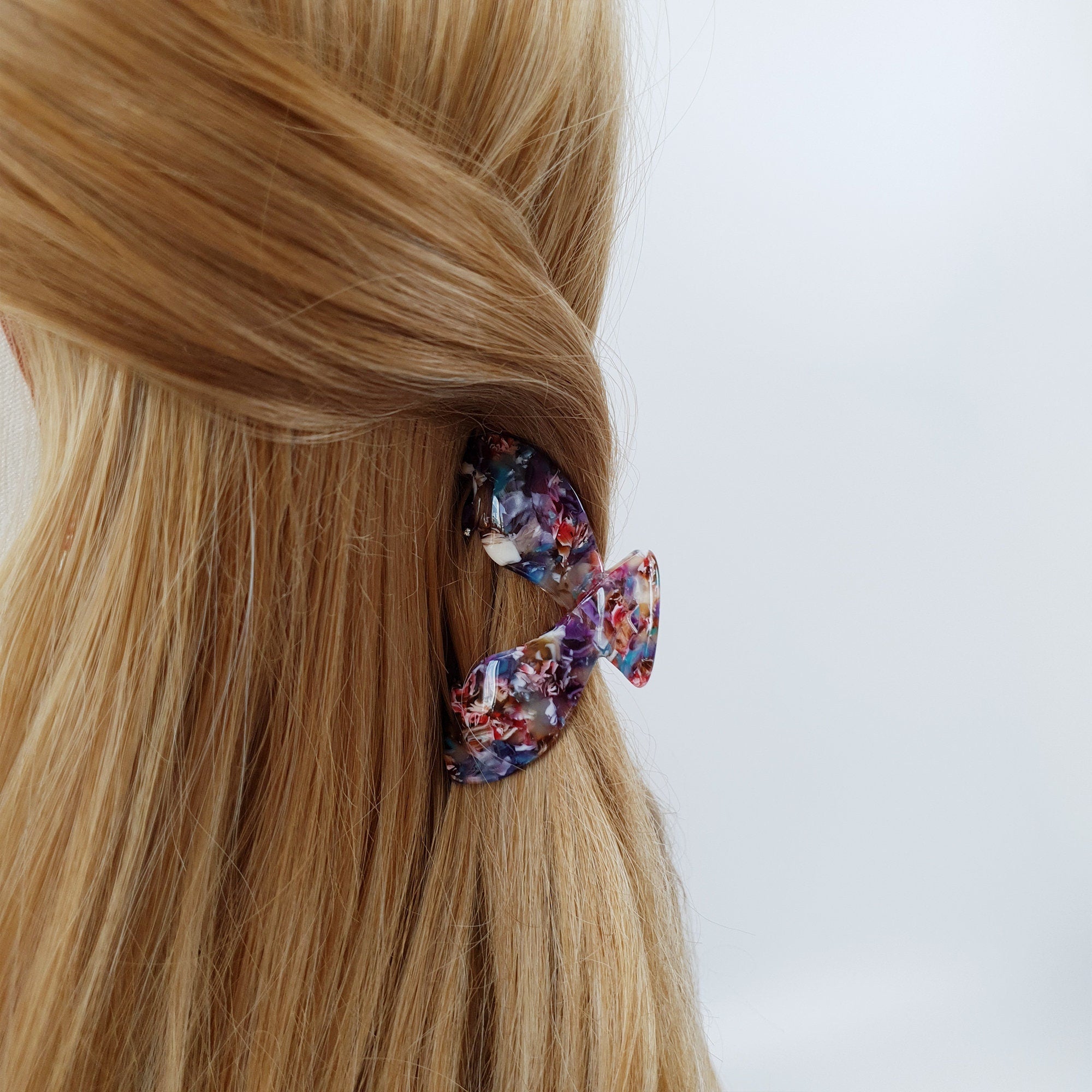 Leopard Heart Shape Medium Size Hair Clip / Tortoise Marble French Hair Pin / Hair Barrette for Woman