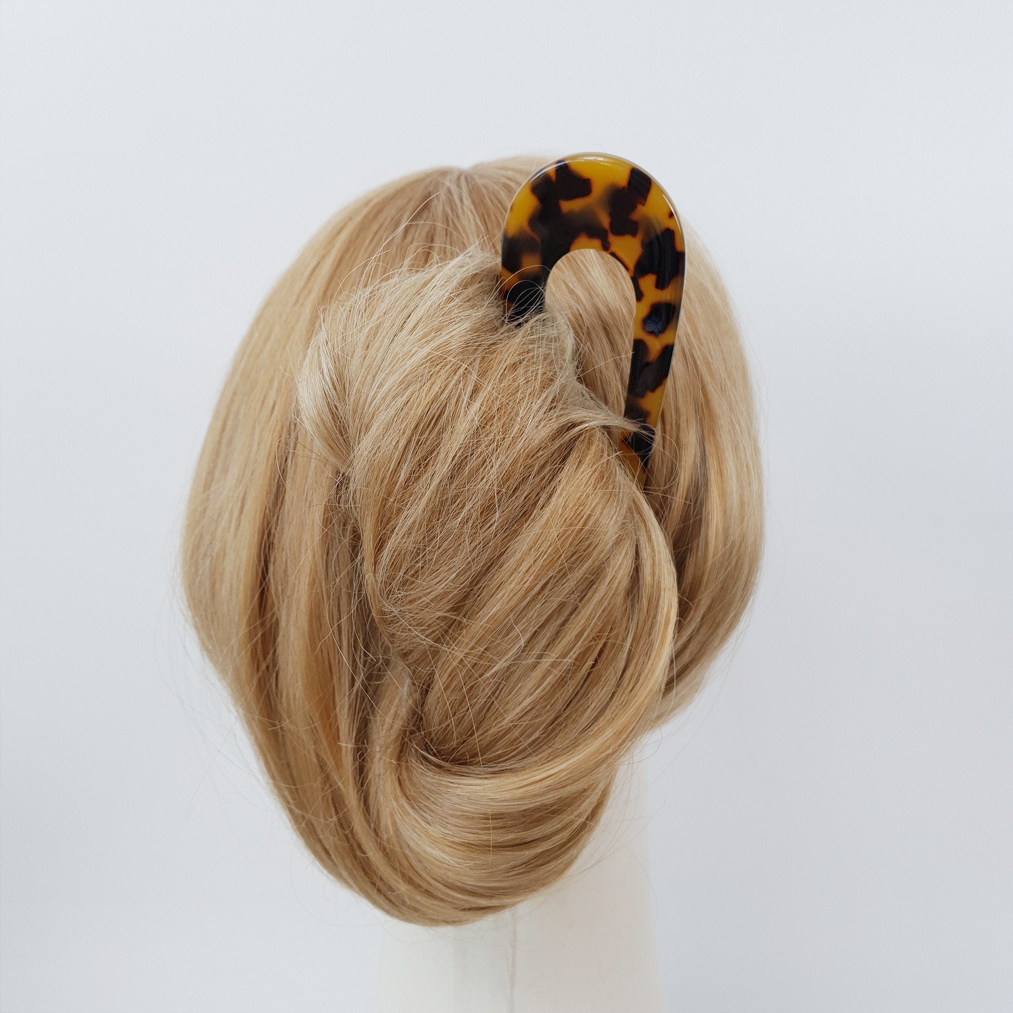 Tortoise Shell U Shape Hair Stick / Leopard French Hair Pin / Hair Fork for Thick Hair / Hair Clasp for Woman