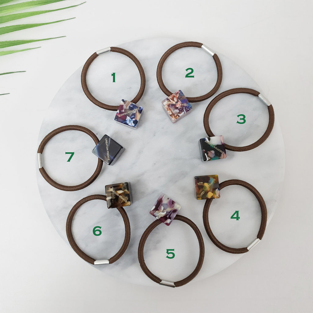 Tortoise Shell Art Cube Square Simple Hair Tie / Cute Ponytail Holder / Hair Accessory for Woman / French Hair Pin / Hair Scrunchy