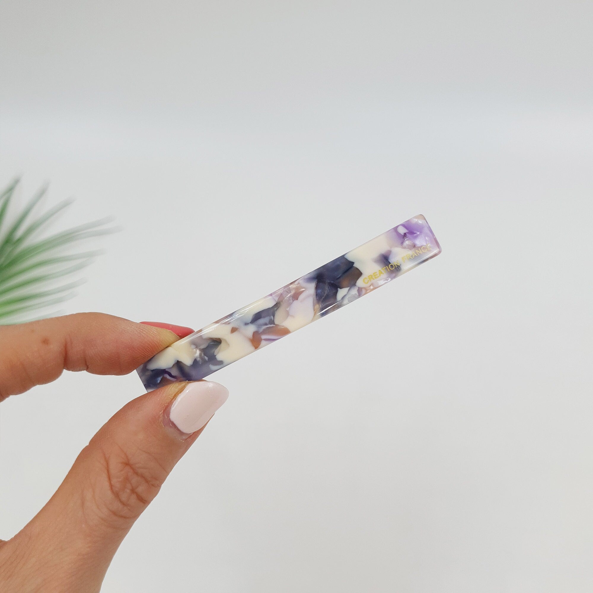 Leopard Aurora Simple Line Hair Barrette (3.1 Inch) / Tortoise Marble French Hair Pin / Hair Accessory for Woman / Automatic Hair Clip