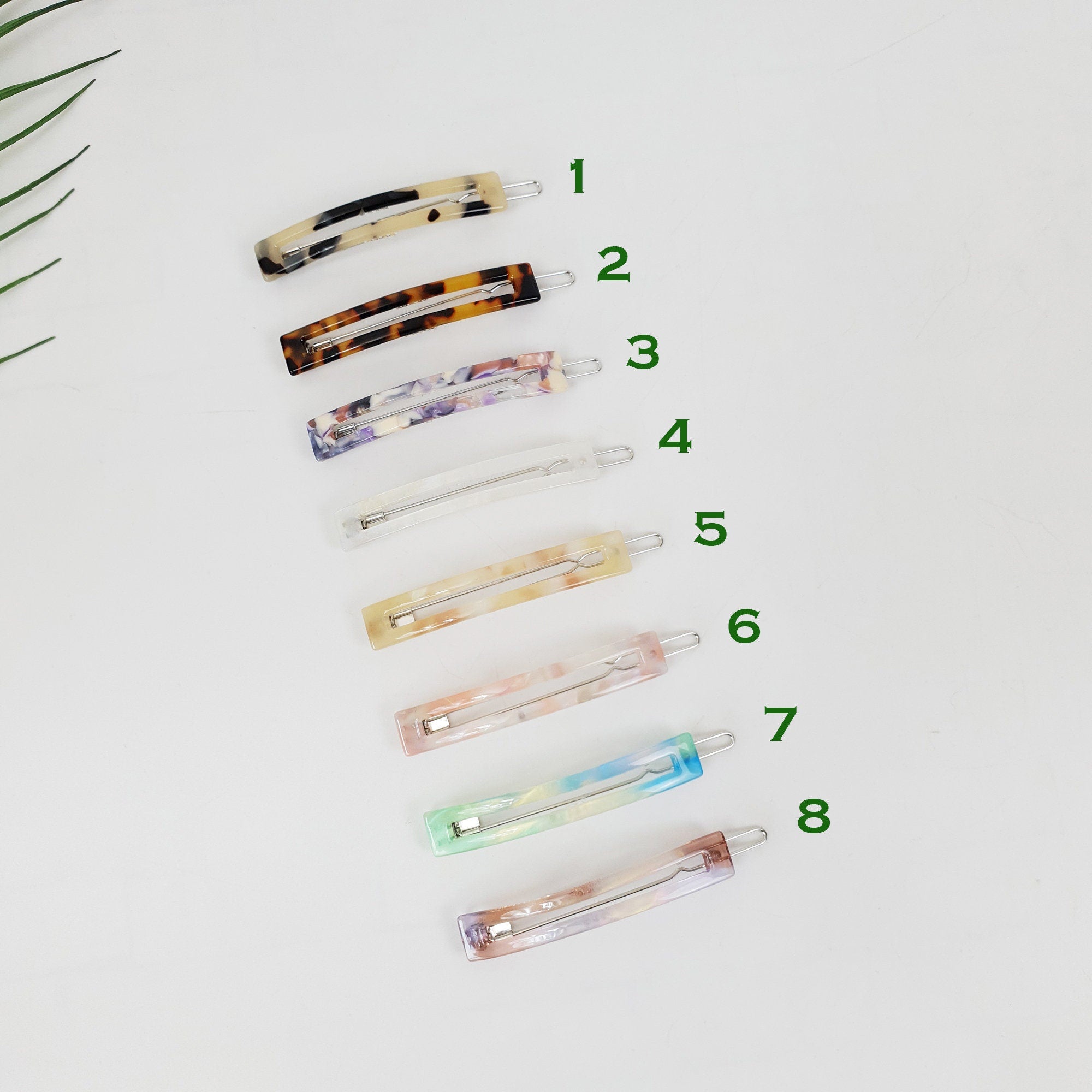 Leopard Aurora Long Square Frame Bobby Pin (2.6 Inch) / Tortoise Marble French Hair Pin Clip / Bow Barrette for Thin Hair