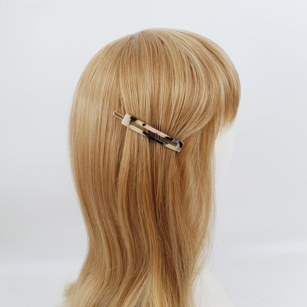 Leopard Aurora Long Square Frame Bobby Pin (2.6 Inch) / Tortoise Marble French Hair Pin Clip / Bow Barrette for Thin Hair