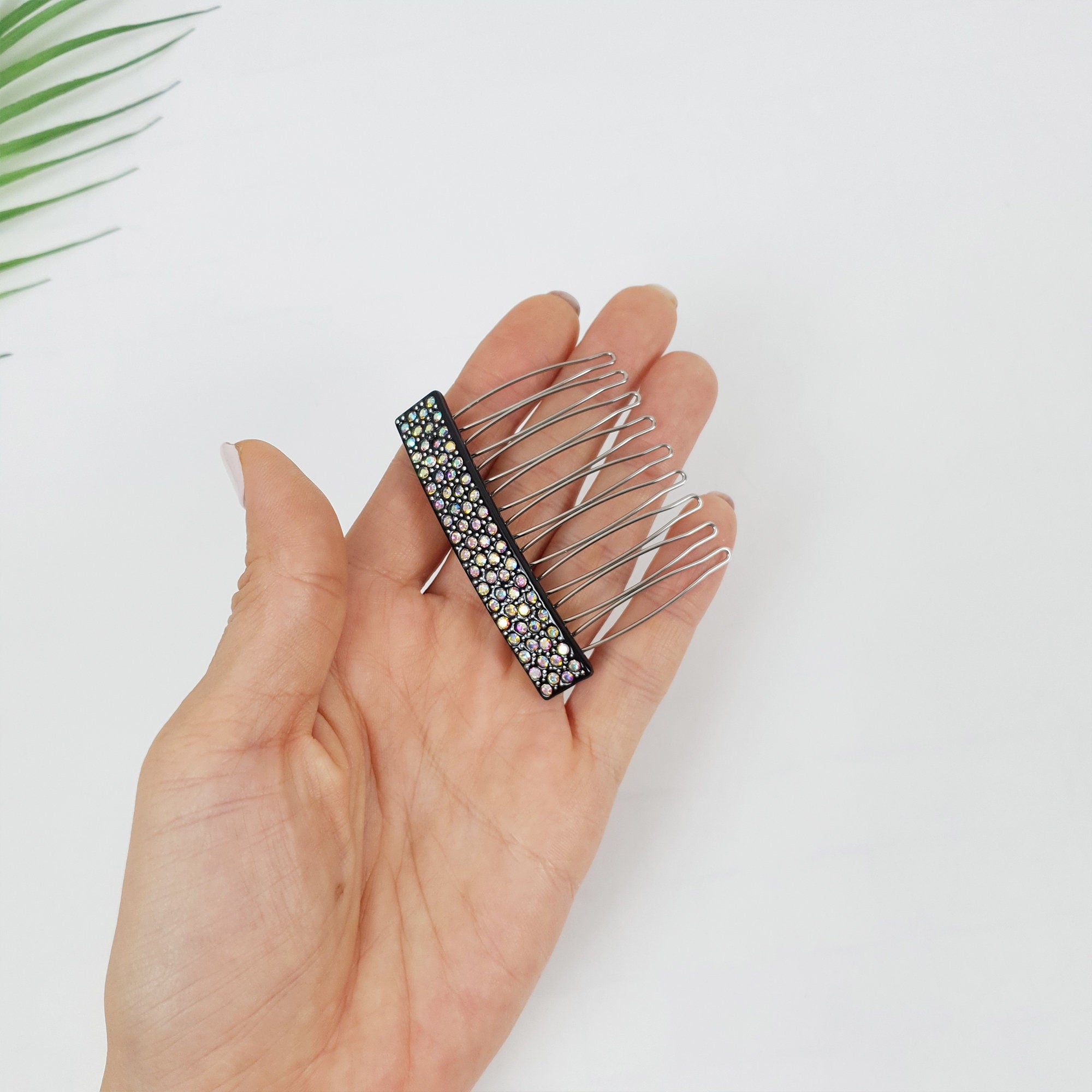 Long Square Hair Comb Pin with Cubic (2.6 Inch) / Luxurious French Hair Pin / Hair Fork for Woman