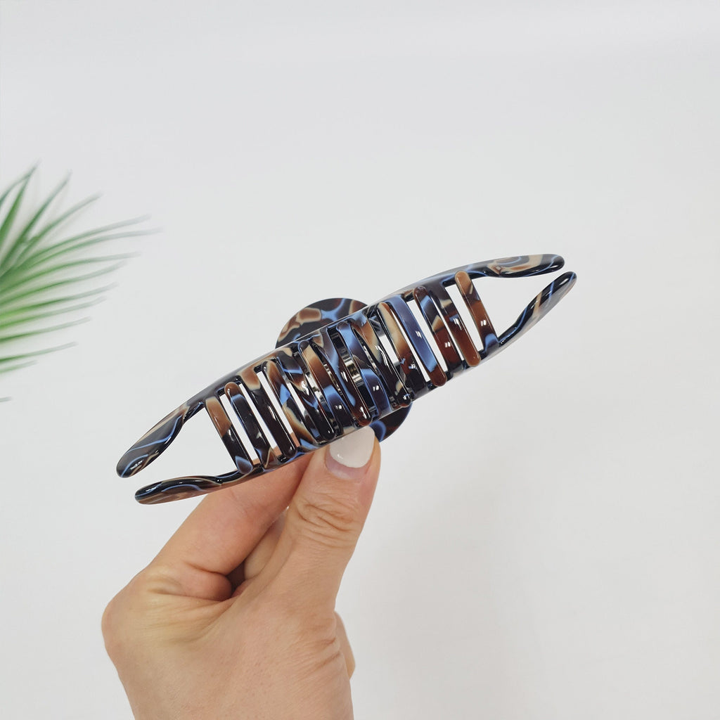 Black Aurora 5 Inch Big Size Hair Clip / Luxurious Cellulose French Hair Claw with Cubic Stone / Hair Barrette for Woman