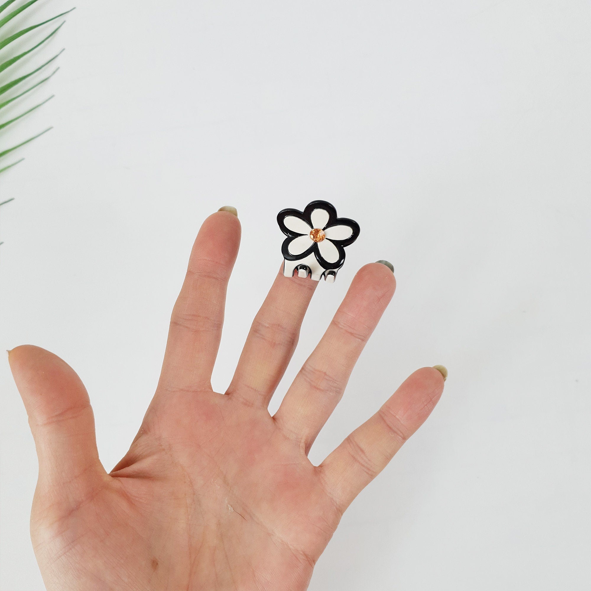 Flower Hair Clips with Cubic (1.2 Inch) / Cute French Hair Pin / Floral Hair Clip / French Barrette for Woman