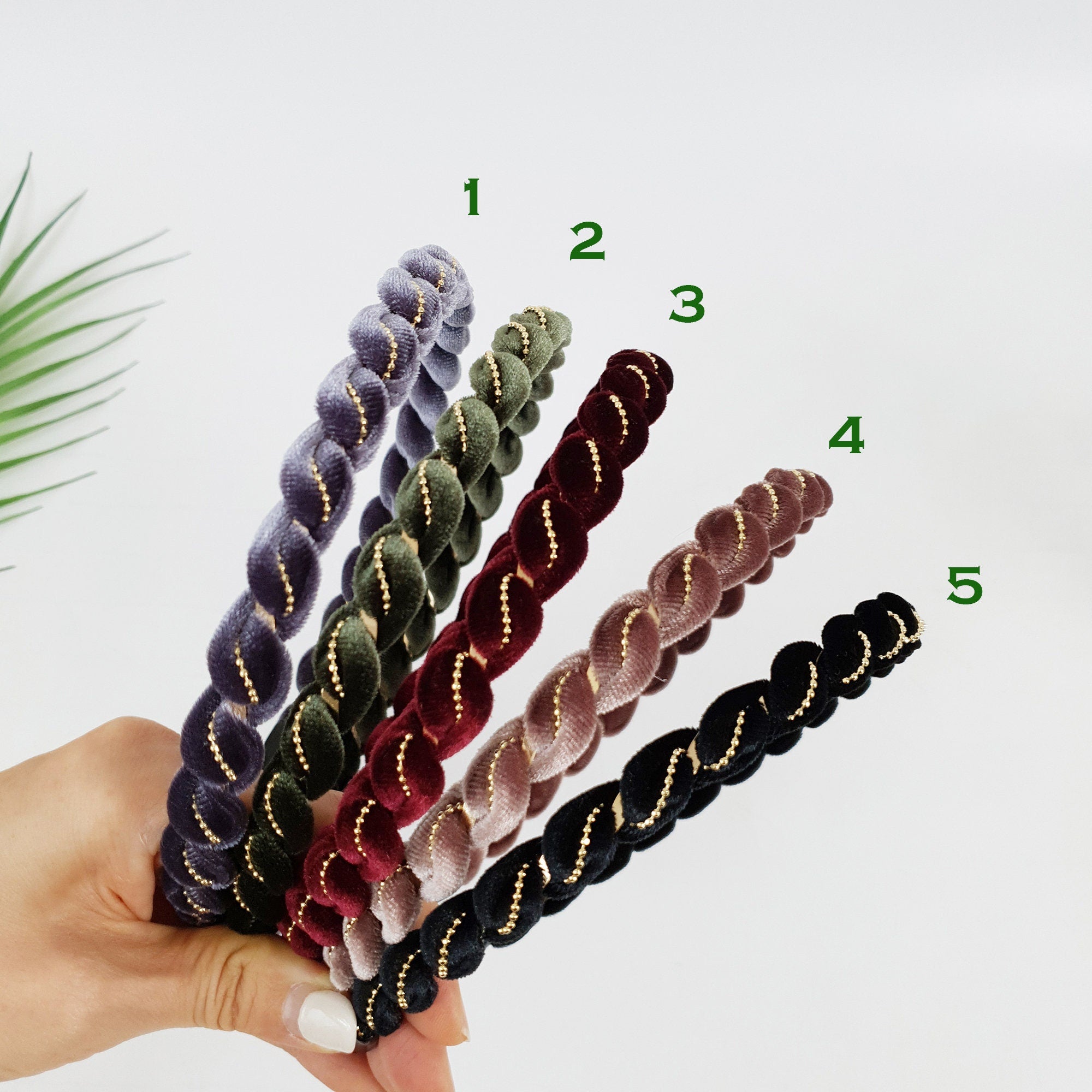 Velvet Twist Thin Headband / Mini Golden Ball Chain Print Headband / Hair Accessories for Woman / Velvet Headband