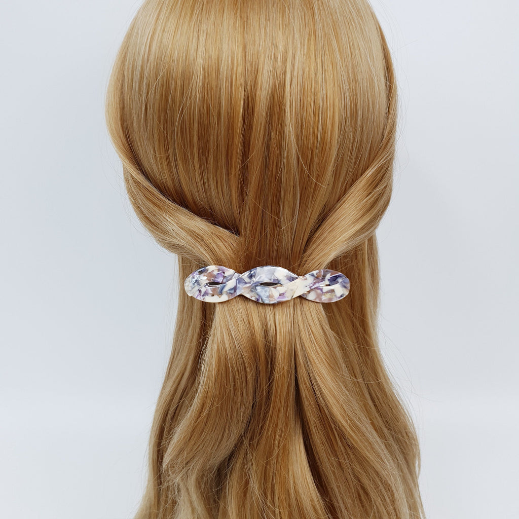 Leopard Aurora Bold Twist Hair Barrette (3.7 Inch) / Tortoise Marble French Hair Pin / Hair Accessory for Woman / Automatic Hair Clip
