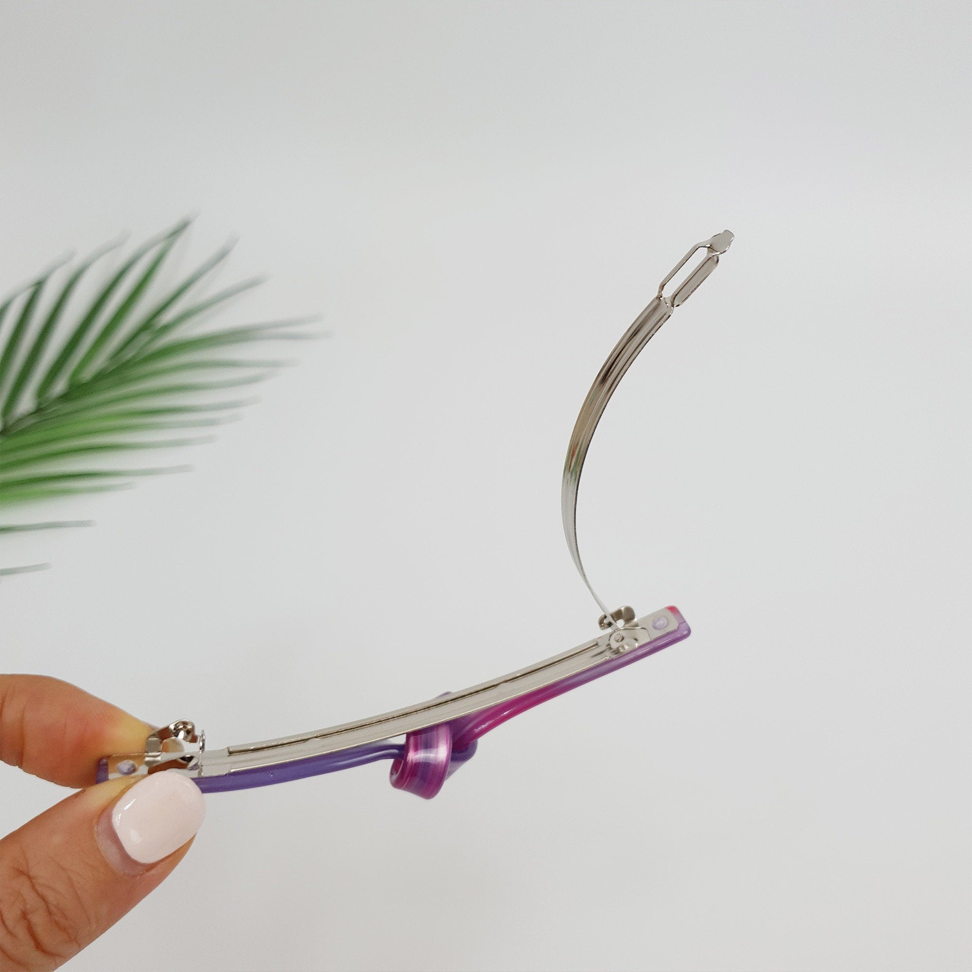 Tortoise Shell Twist Hair Barrette / Elegance French Hair Pin / Vintage Antique Hair Accessory for Woman / Automatic Hair Pin