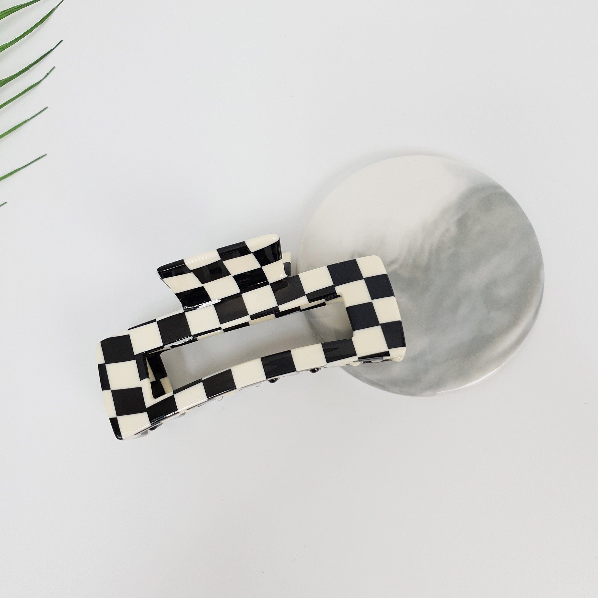 Check Dalmatian Long Square Hair Clip / Simple Large French Hair Pin / Hair Barrette for Woman