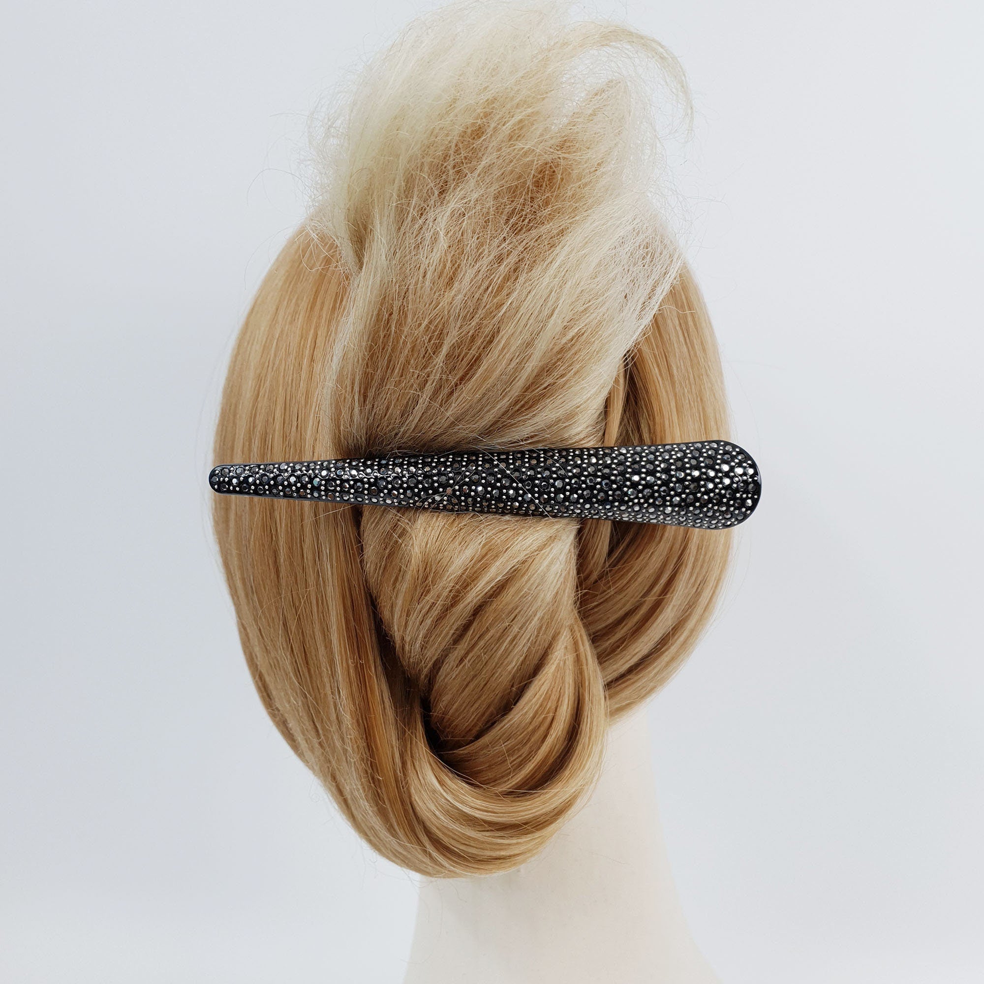 Leopard Black Cubic Long Alligator Hair Clip / Luxurious French Hair Pin / Hair Accessory for Woman / Long Hair Claw Clip