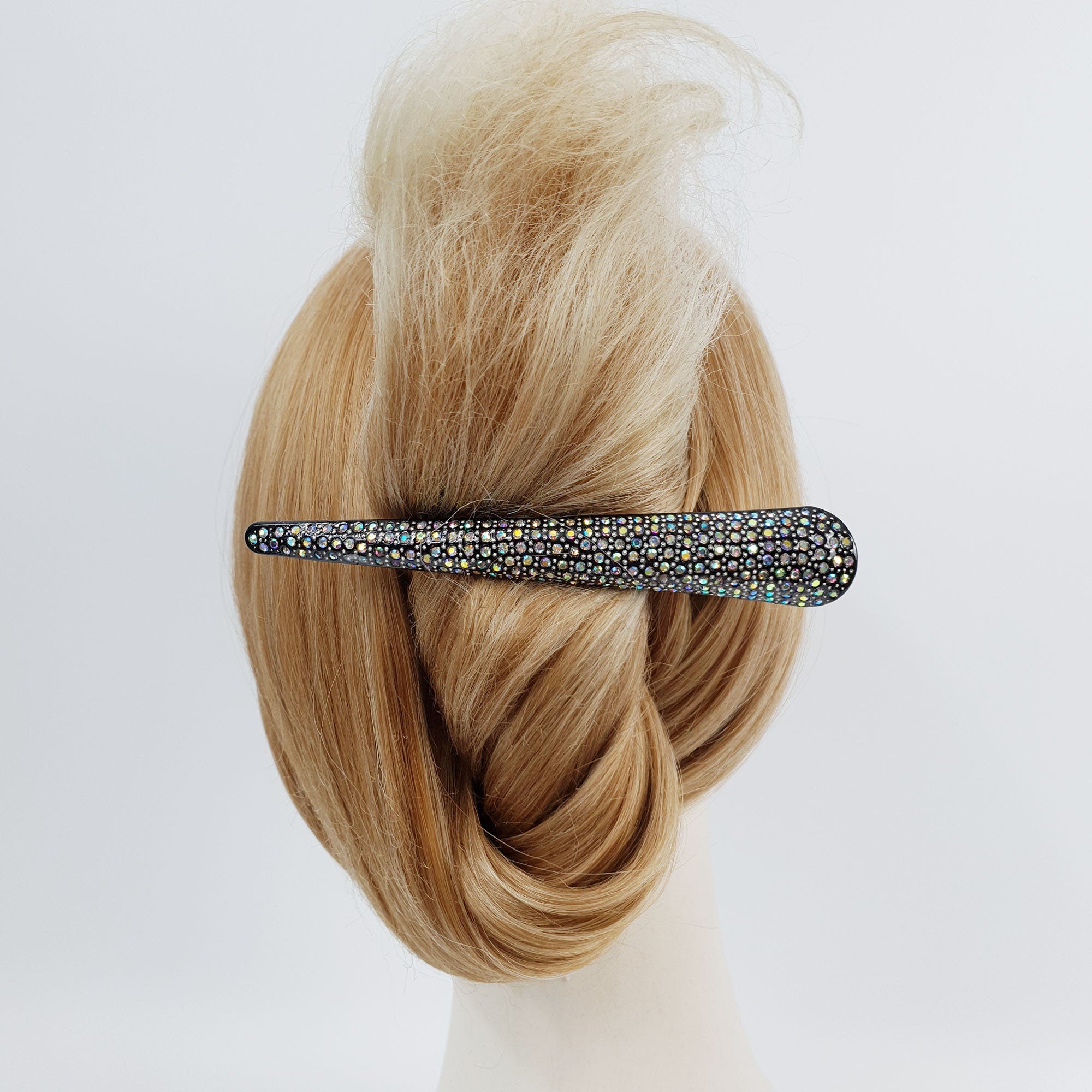 Leopard Black Cubic Long Alligator Hair Clip / Luxurious French Hair Pin / Hair Accessory for Woman / Long Hair Claw Clip