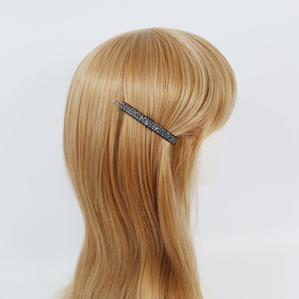 Black Long Square Bobby Pin with Cubic (2.6 Inch) / Cute French Hair Pin / Hair Accessory for Woman / Bow Barrette for Thin Hair