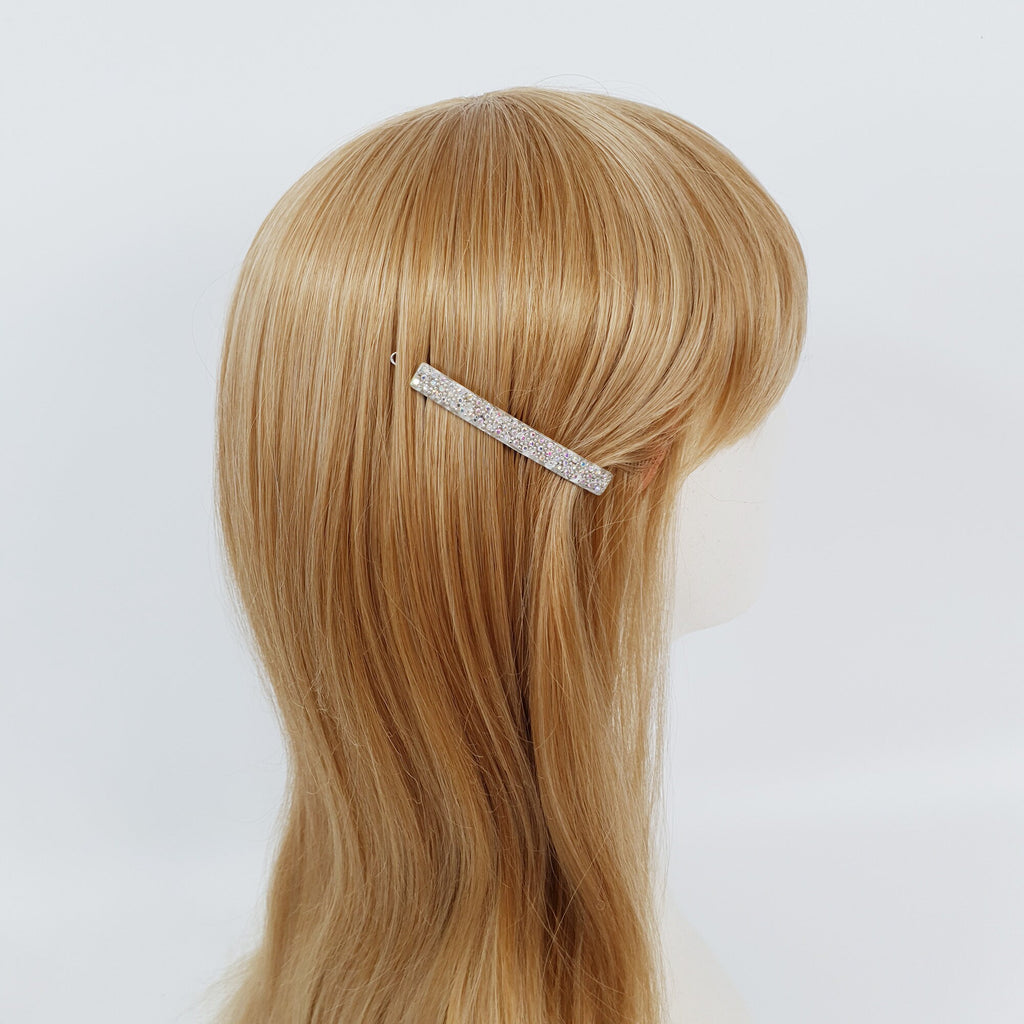 Black Long Square Bobby Pin with Cubic (2.6 Inch) / Cute French Hair Pin / Hair Accessory for Woman / Bow Barrette for Thin Hair