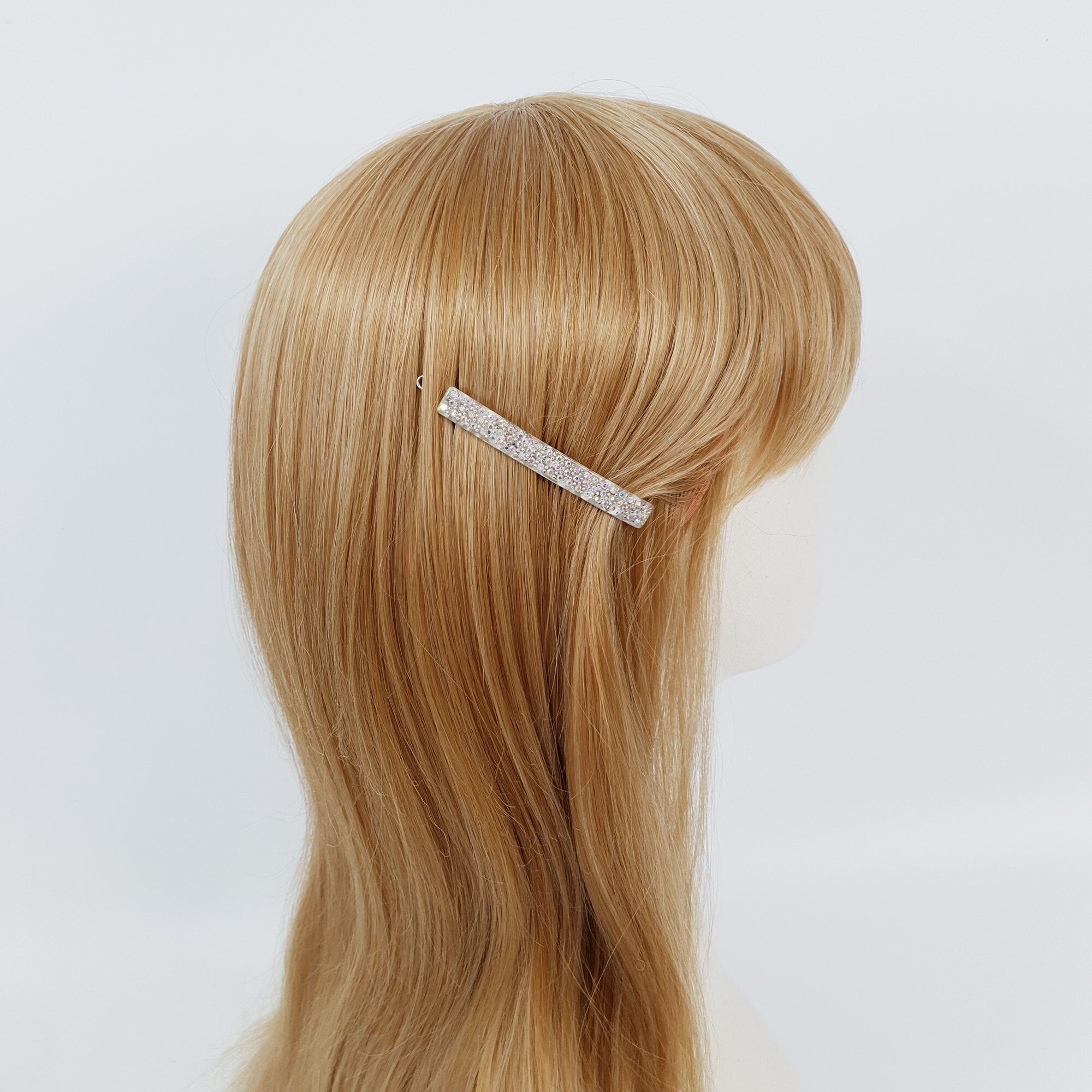 Black Long Square Bobby Pin with Cubic (2.6 Inch) / Cute French Hair Pin / Hair Accessory for Woman / Bow Barrette for Thin Hair