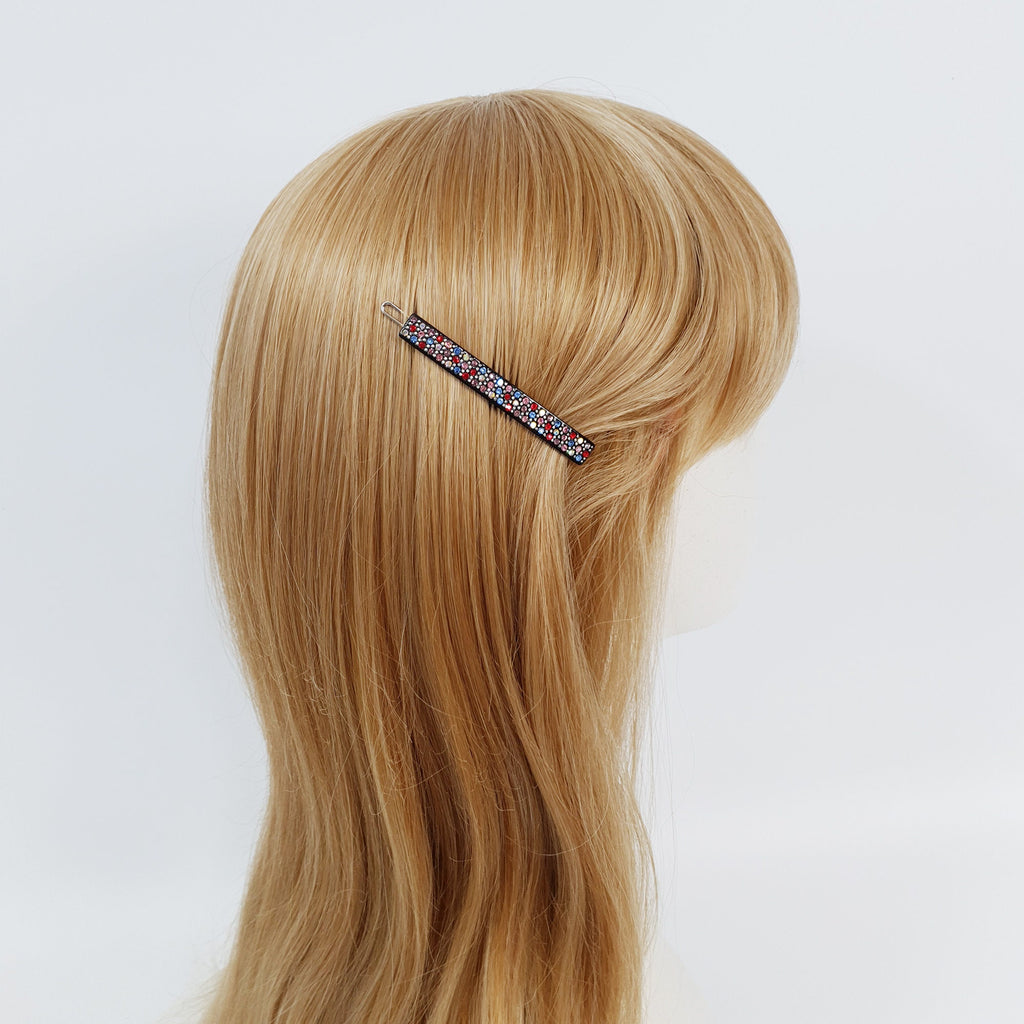 Black Long Square Bobby Pin with Cubic (2.6 Inch) / Cute French Hair Pin / Hair Accessory for Woman / Bow Barrette for Thin Hair