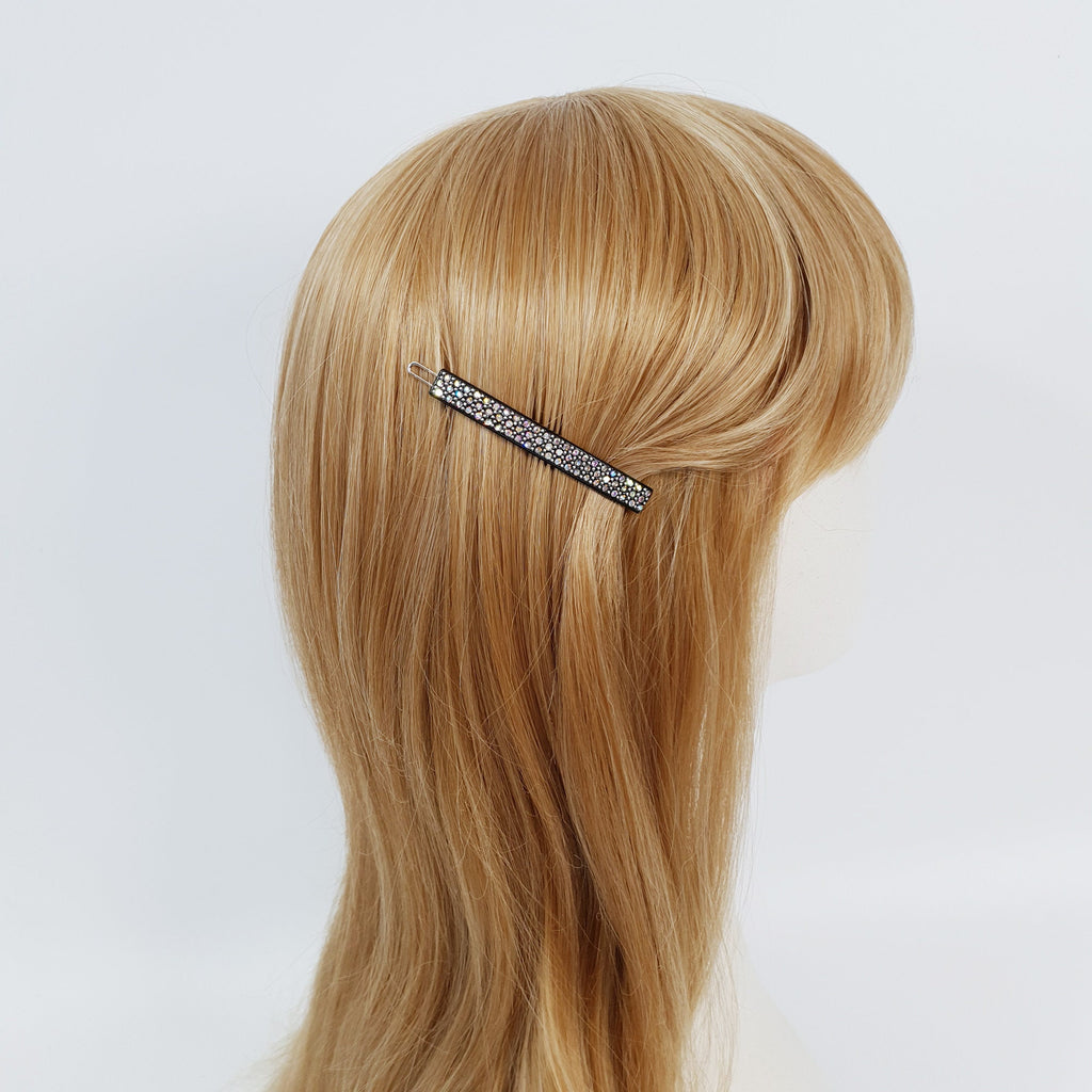 Black Long Square Bobby Pin with Cubic (2.6 Inch) / Cute French Hair Pin / Hair Accessory for Woman / Bow Barrette for Thin Hair