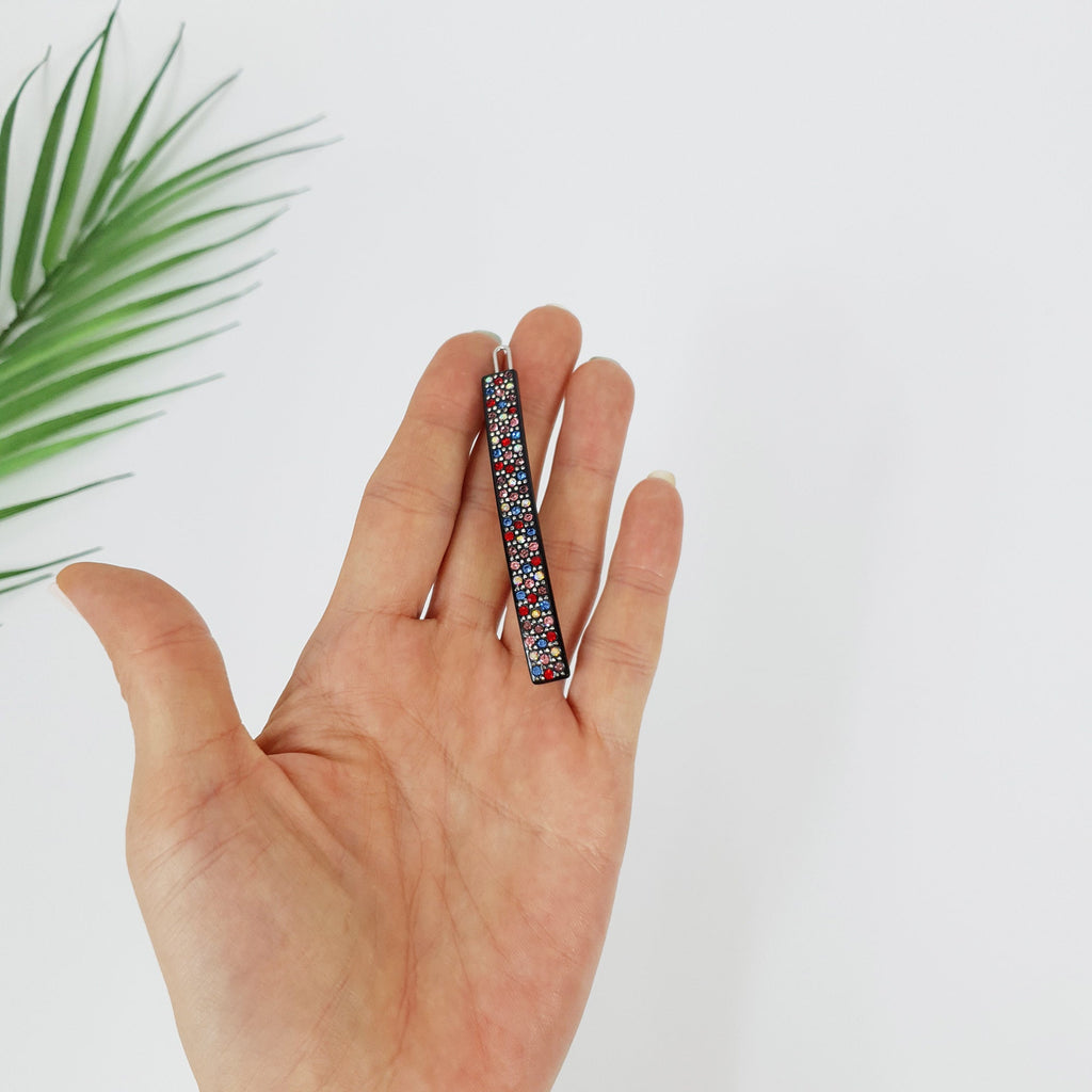 Black Long Square Bobby Pin with Cubic (2.6 Inch) / Cute French Hair Pin / Hair Accessory for Woman / Bow Barrette for Thin Hair