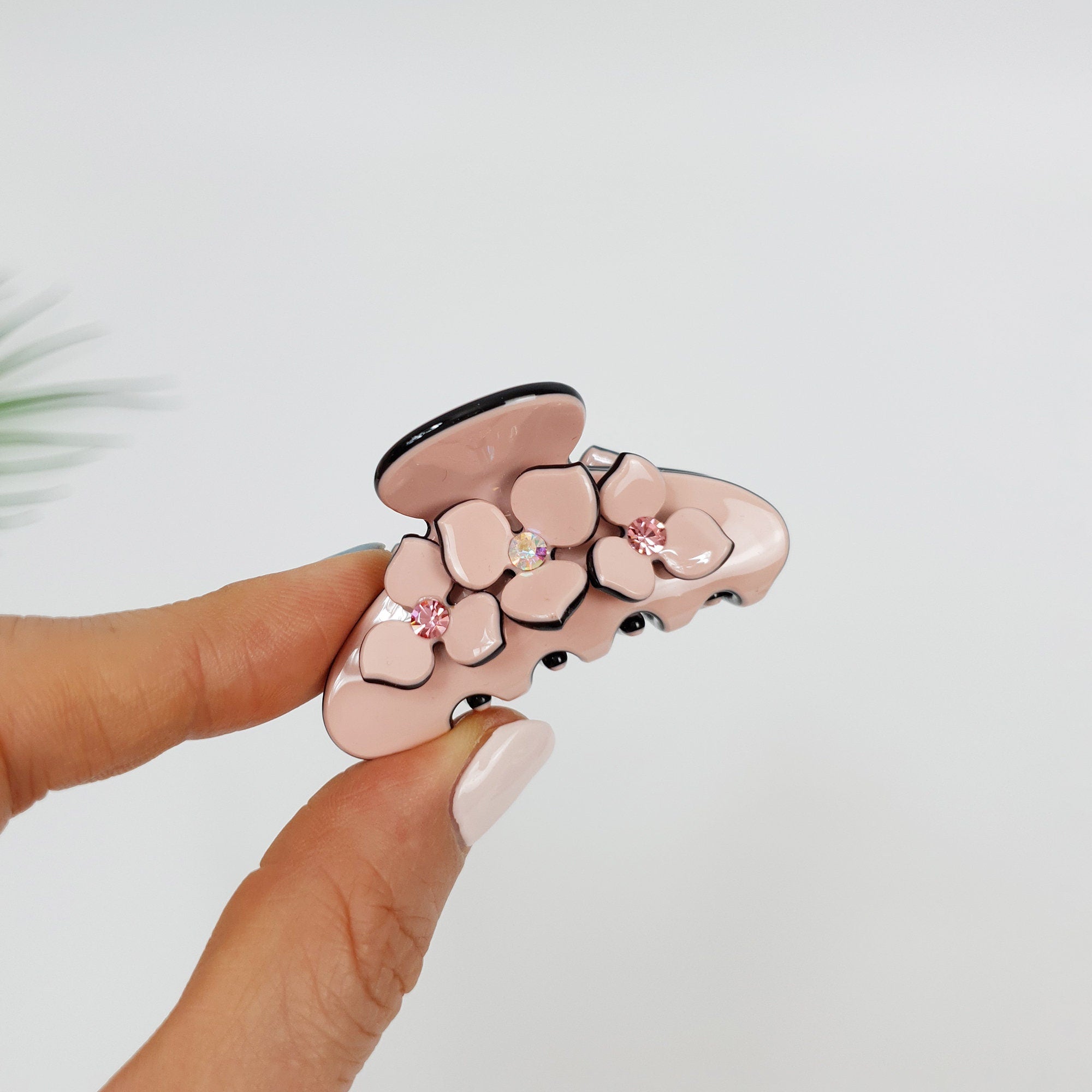 Compact Flower Hair Clips / Pastel Color Mini Hair Claw Clip / Hair Barrette for Woman