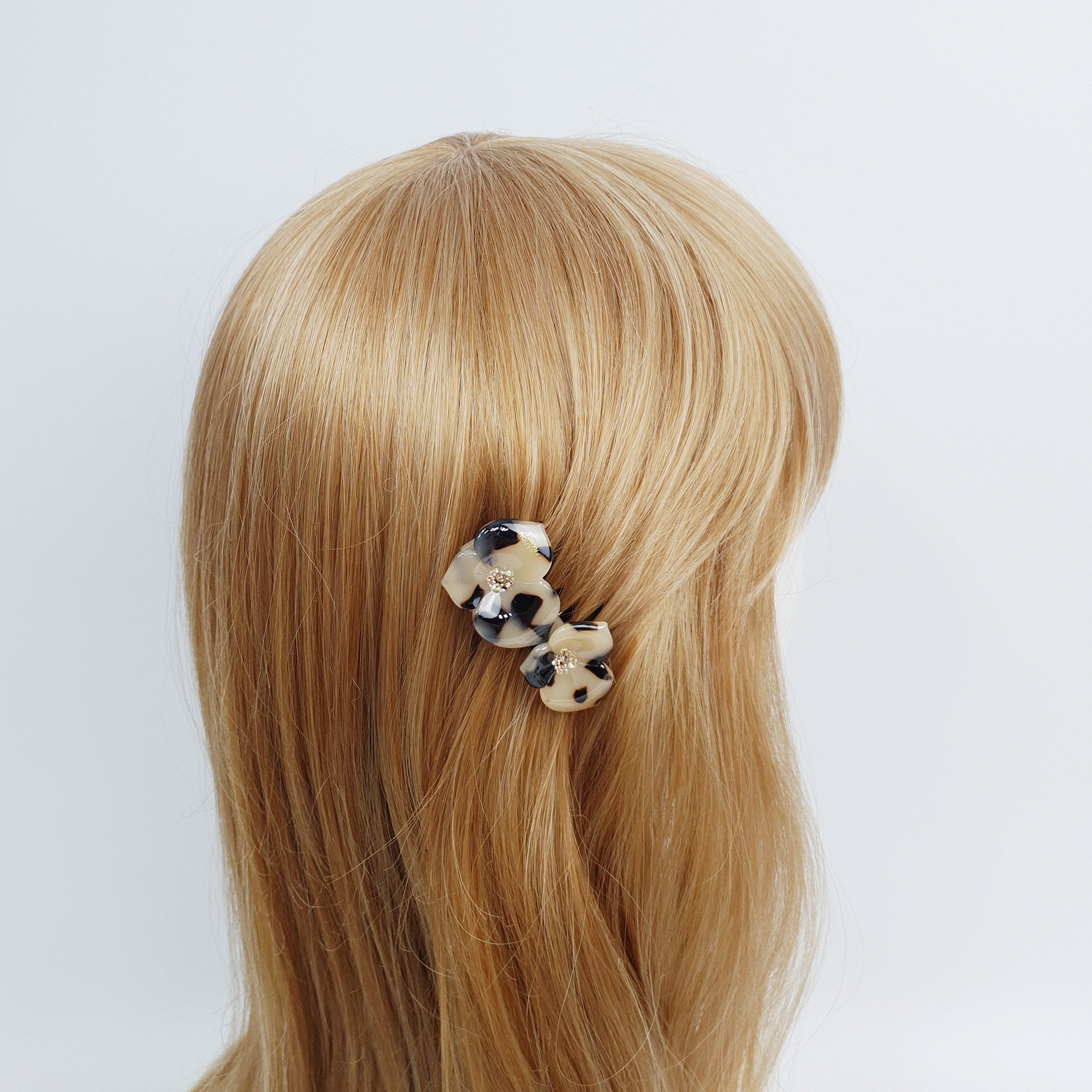 Blossom Nonslip Hair Comb Pin with Cubic / Tortoise Shell French Hair Pin / Hair Fork for Woman / Flower Hair Pin