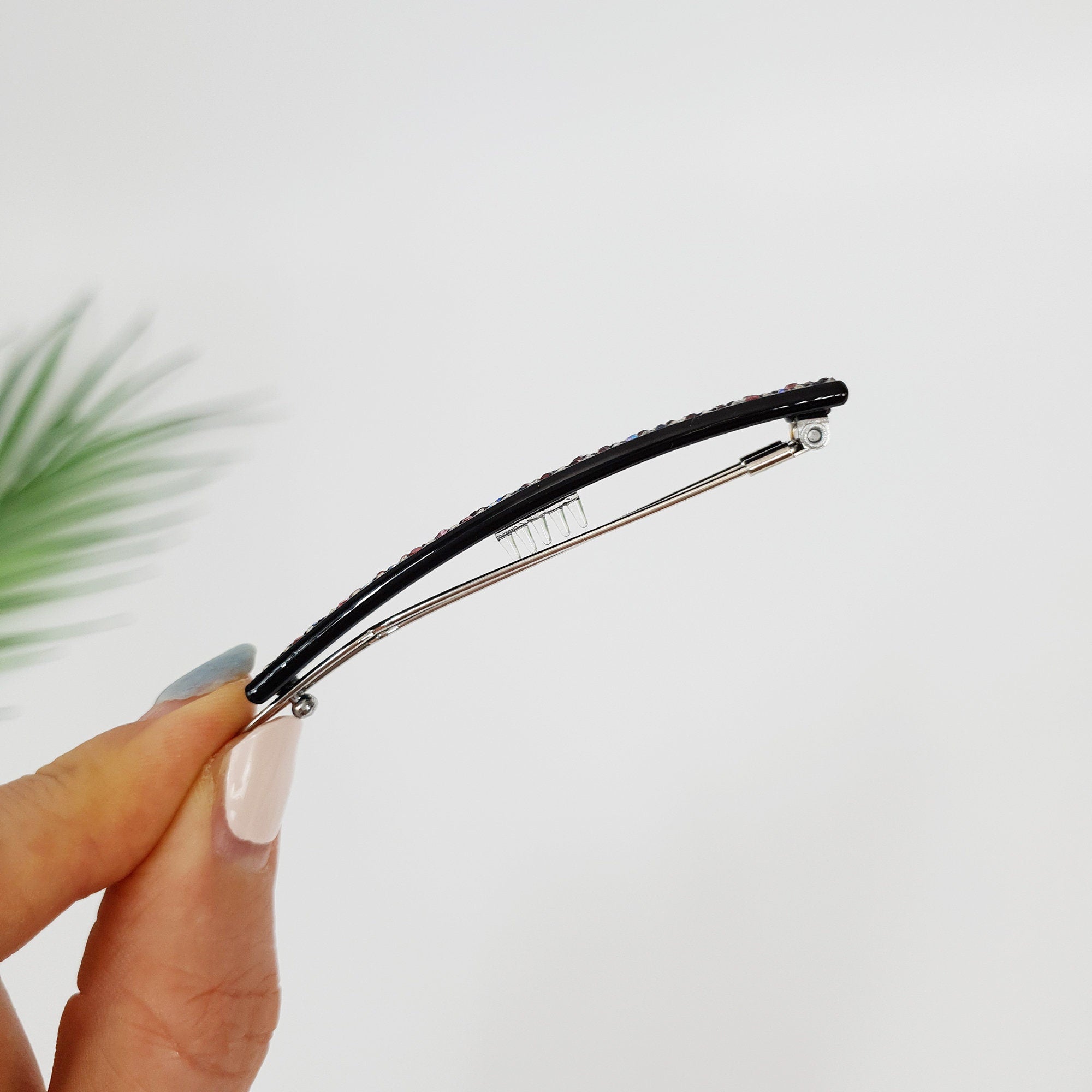 Black Long Square Bobby Pin with Cubic (2.6 Inch) / Cute French Hair Pin / Hair Accessory for Woman / Bow Barrette for Thin Hair