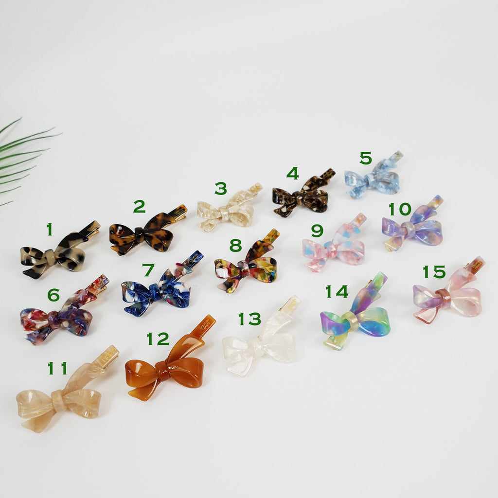 Double Ribbon Hair Claw Clip / Tortoise Shell French Hair Pin / Hair Accessory for Woman / Alligator Hair Clip for Girl