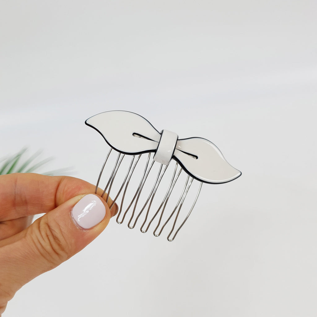 Lip Shape Mini Ribbon Hair Comb Pin / Pastel Color French Hair Pin / Hair Fork for Woman