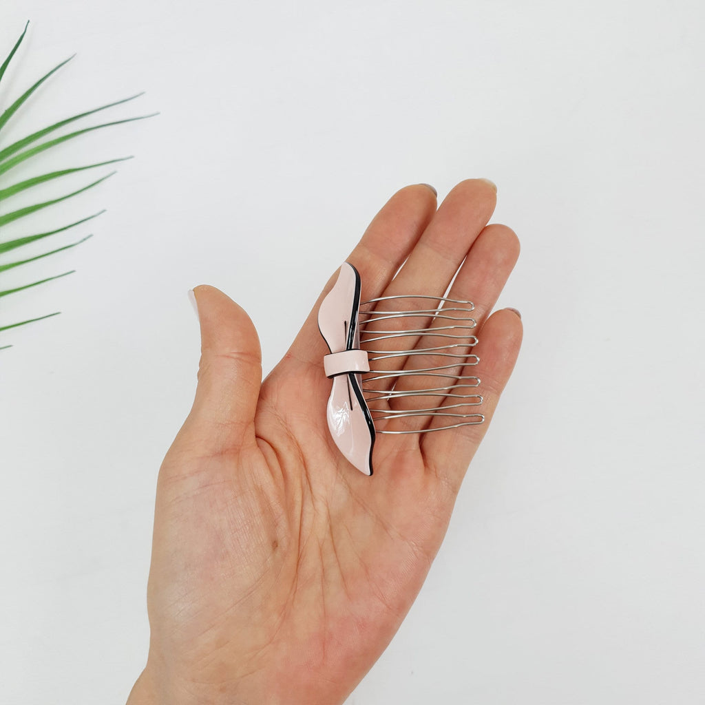 Lip Shape Mini Ribbon Hair Comb Pin / Pastel Color French Hair Pin / Hair Fork for Woman