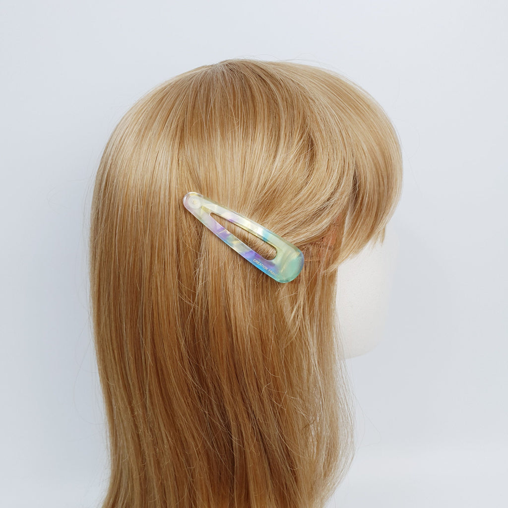 Leopard Aurora Triangle Medium Size Snap Clip (3.0 Inch) / Tortoise Marble Hairgrip Barrette / Tic Tac Hair Clip Pin / French Hair Pin