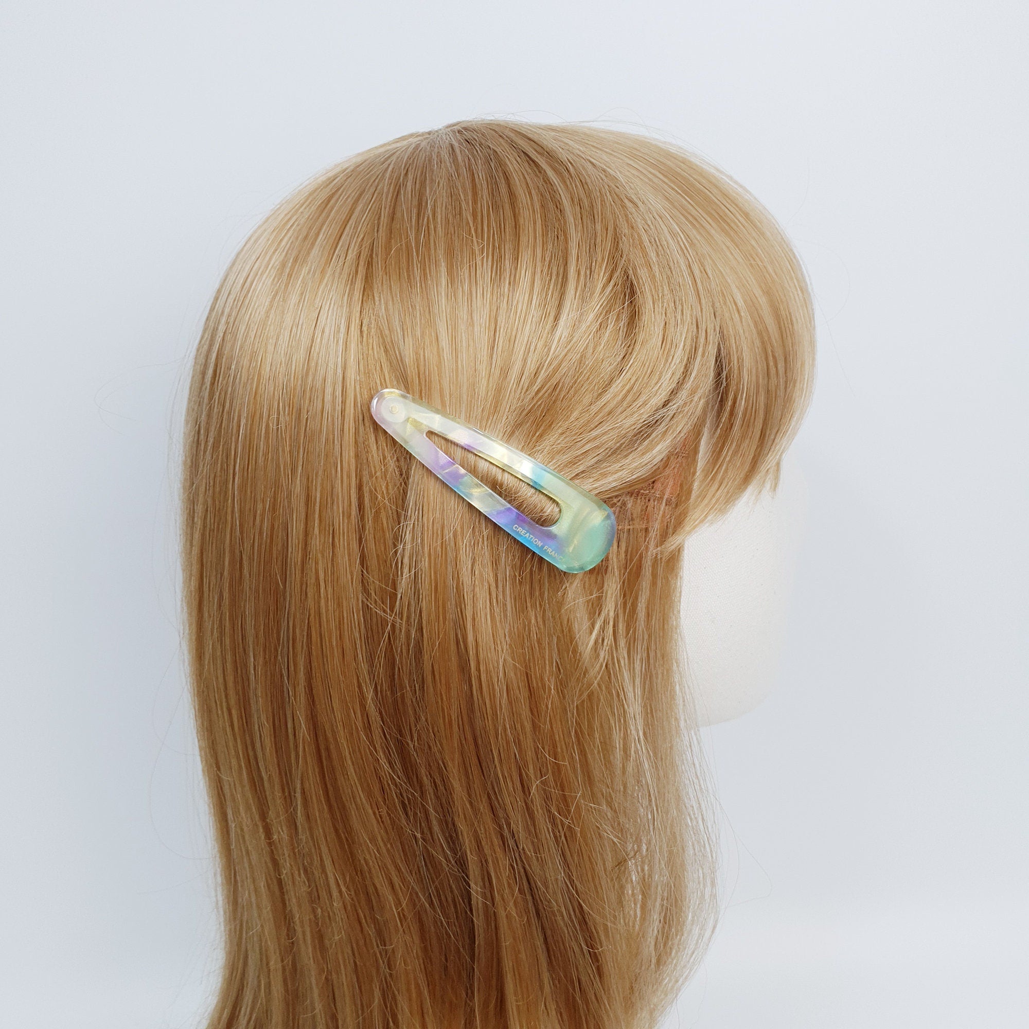 Leopard Aurora Triangle Medium Size Snap Clip (3.0 Inch) / Tortoise Marble Hairgrip Barrette / Tic Tac Hair Clip Pin / French Hair Pin