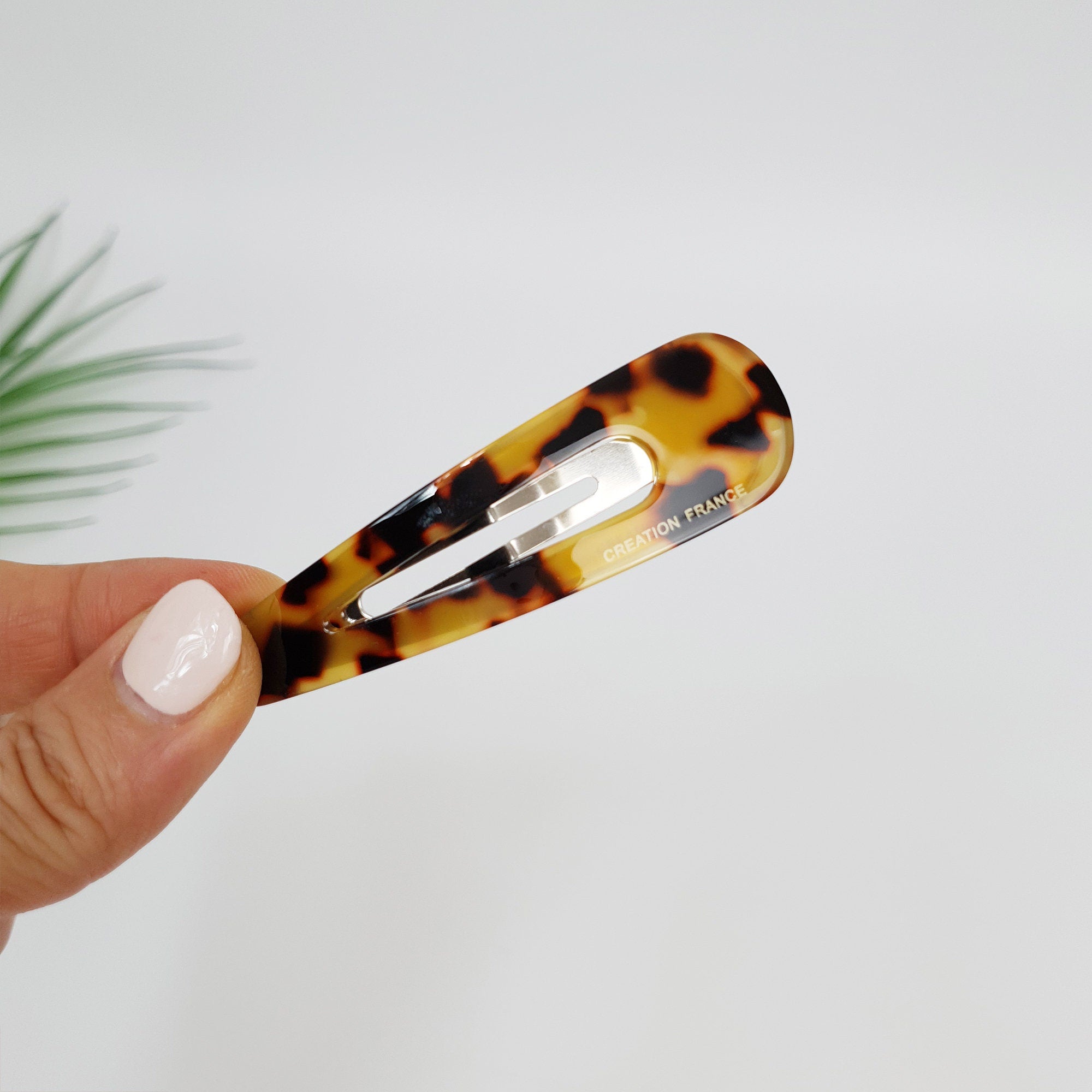 Leopard Aurora Triangle Medium Size Snap Clip (3.0 Inch) / Tortoise Marble Hairgrip Barrette / Tic Tac Hair Clip Pin / French Hair Pin