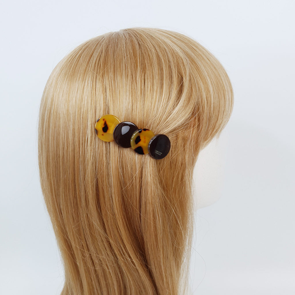 Double Floral Leaf Hair Barrette (2.6 Inch) / Tortoise Shell French Hair Pin / Hair Accessory for Woman / Automatic Hair Clip