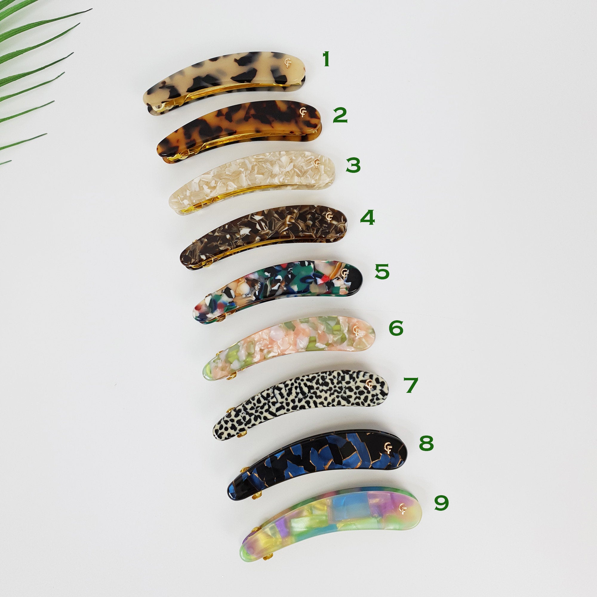Leopard Long Slim Round Small Hair Barrette / Tortoise Shell Banana Pin / Hair Accessory for Woman / Automatic Hair Clip / French Hair Pin