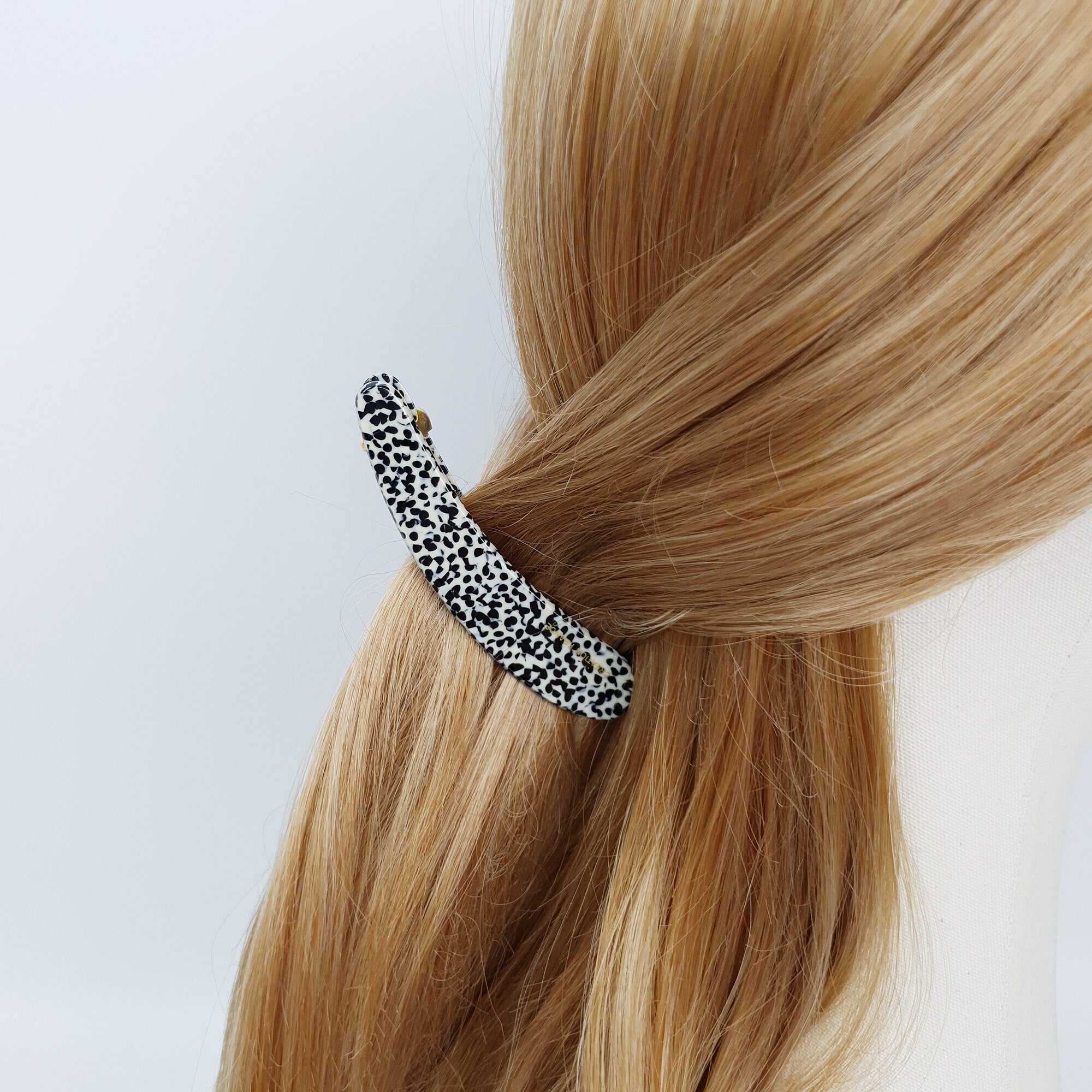 Leopard Long Slim Round Small Hair Barrette / Tortoise Shell Banana Pin / Hair Accessory for Woman / Automatic Hair Clip / French Hair Pin