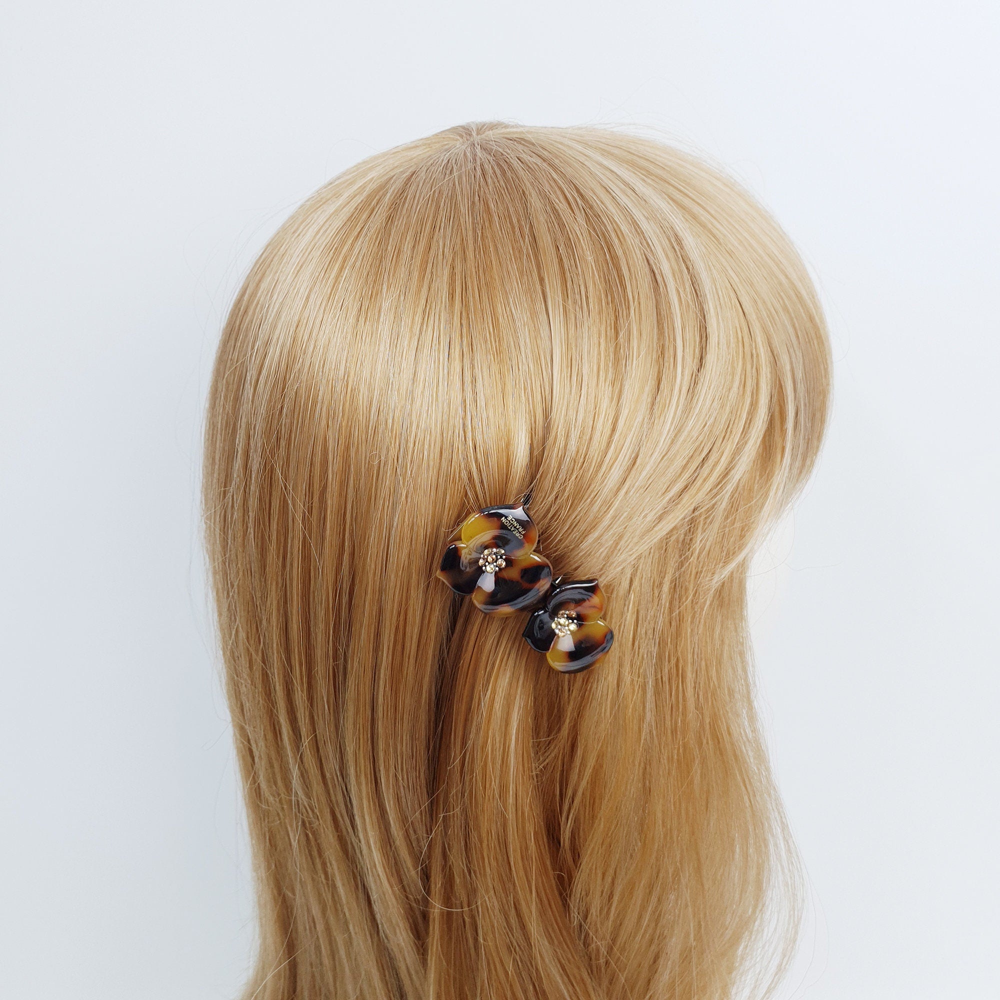 Blossom Nonslip Hair Comb Pin with Cubic / Tortoise Shell French Hair Pin / Hair Fork for Woman / Flower Hair Pin