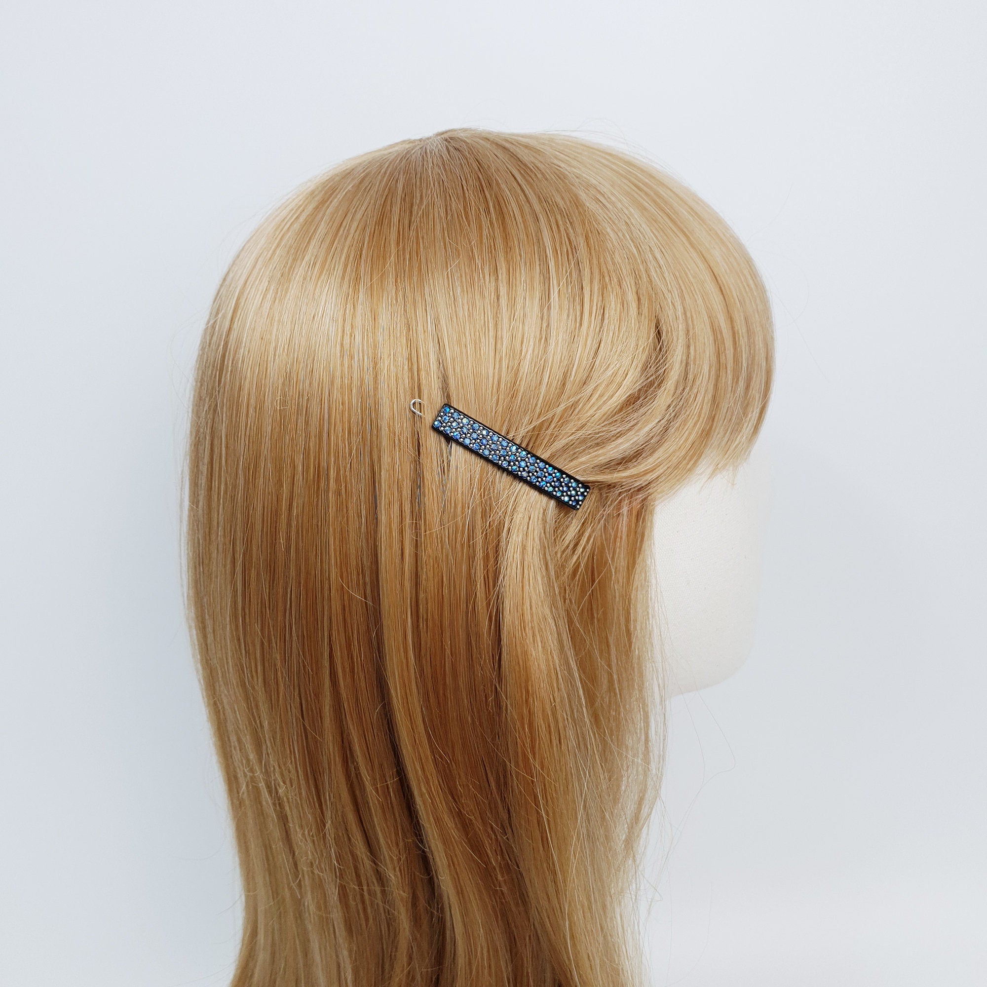 Black Short Square Bobby Pin with Cubic (2.0 Inch) / Cute French Hair Pin / Hair Accessory for Woman / Bow Barrette for Thin Hair