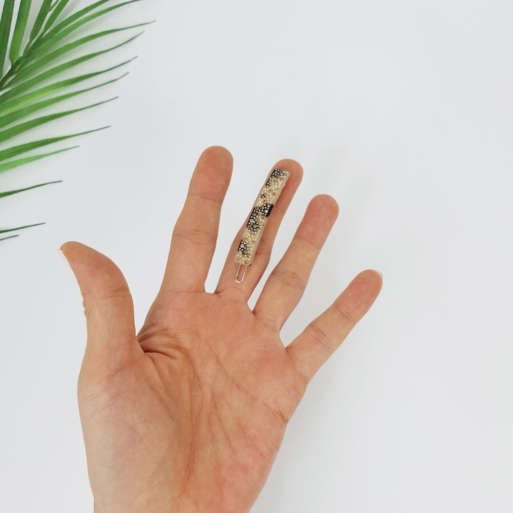 Black Short Square Bobby Pin with Cubic (2.0 Inch) / Cute French Hair Pin / Hair Accessory for Woman / Bow Barrette for Thin Hair