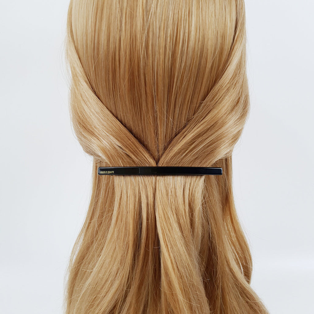 Slim Simple Line Hair Barrette (4.1 Inch) / Elegance Vivid Color Hair Pin / Hair Accessory for Woman / Automatic Hair Clip