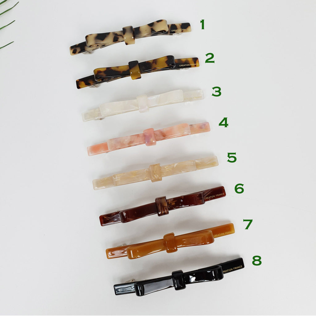 Leopard Long Bow Hair Barrette (4.1 Inch) / Tortoise Shell French Hair Pin / Hair Accessory for Woman / Automatic Hair Clip