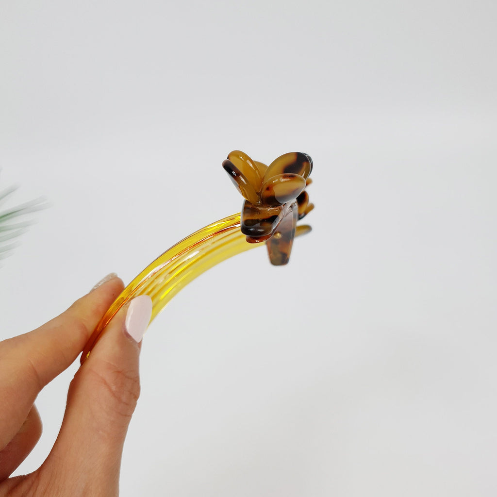 Leopard Flower Garden Non-slip Hair Comb Pin / Tortoise Shell French Hair Pin with Cubic Stone / Hair Fork for Woman