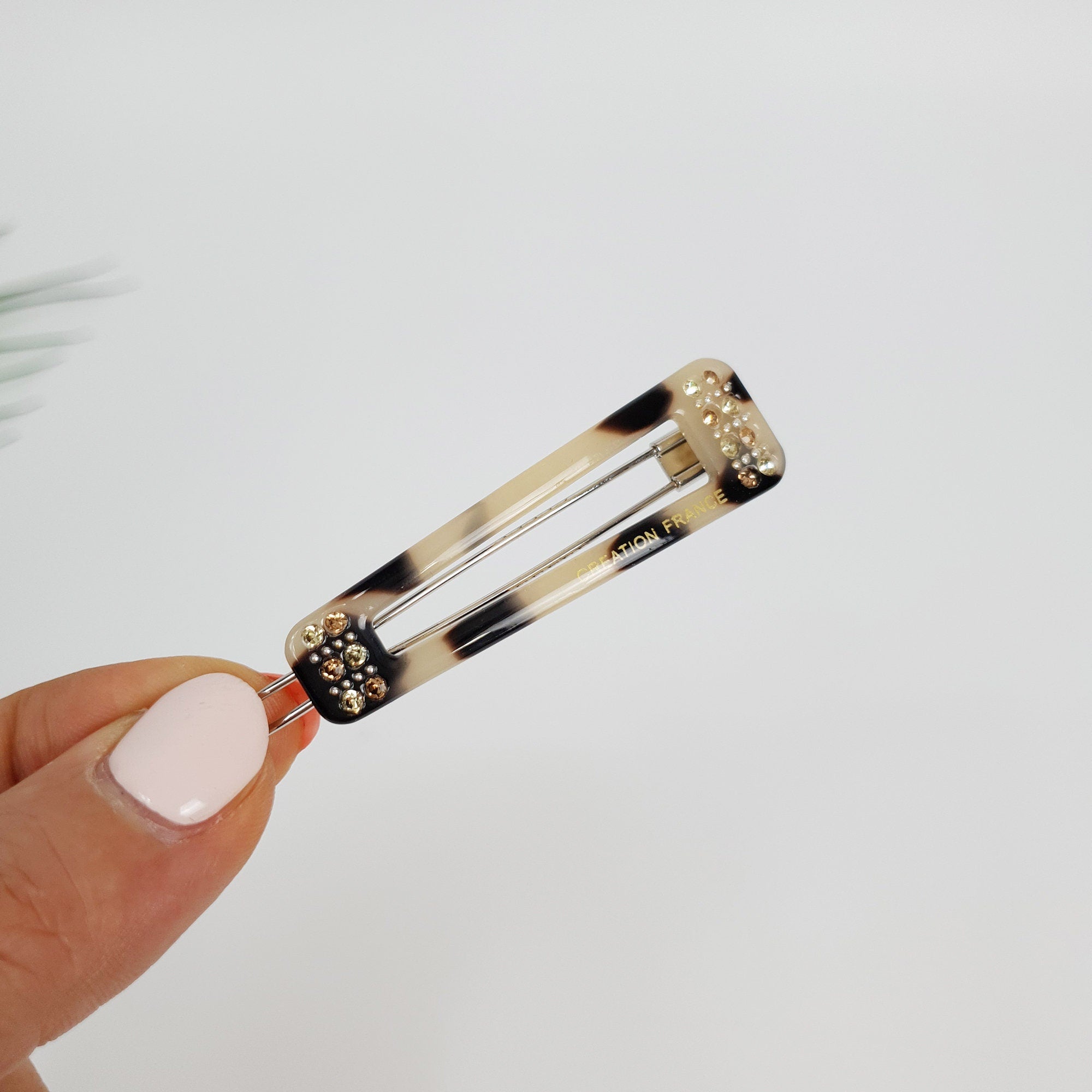 Leopard Cubic Unbalanced Square Bobby Pin (2.0 Inch) / Tortoise Shell French Hair Pin / Hair Accessory for Woman / Bow Barrette