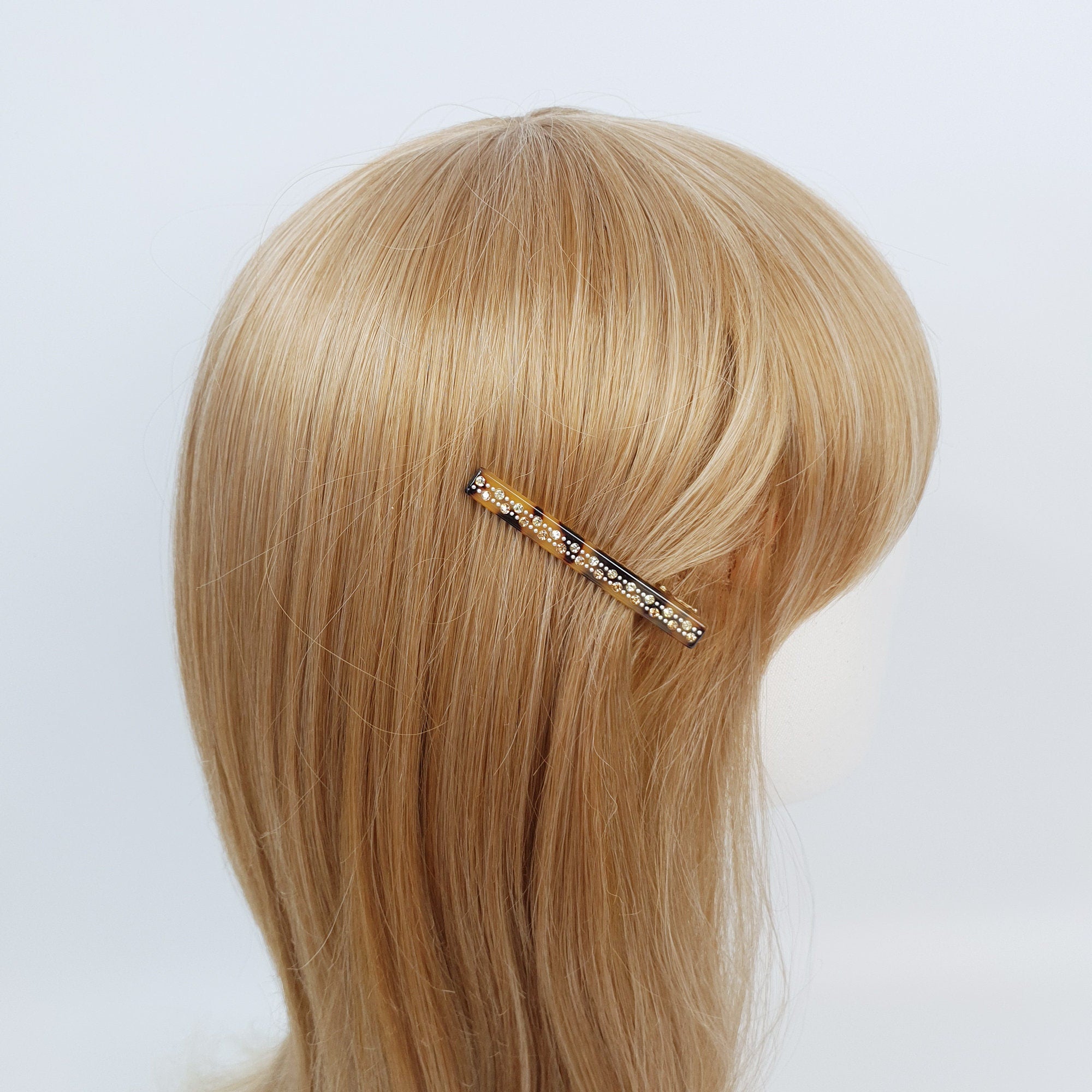 Leopard Black Hair Clip (2.4 Inch) / Luxurious French Hair Pin with Cubic / Alligator Hair Clip for Woman