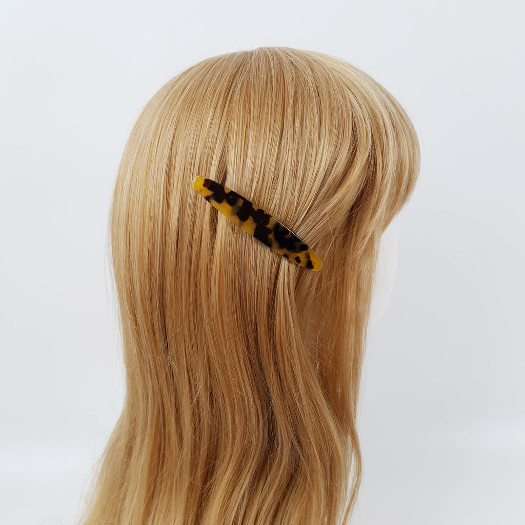 Leopard Marble Long Oval Hair Barrette (3.5 Inch) / Tortoise Shell French Hair Pin / Hair Accessory for Woman / Automatic Hair Clip