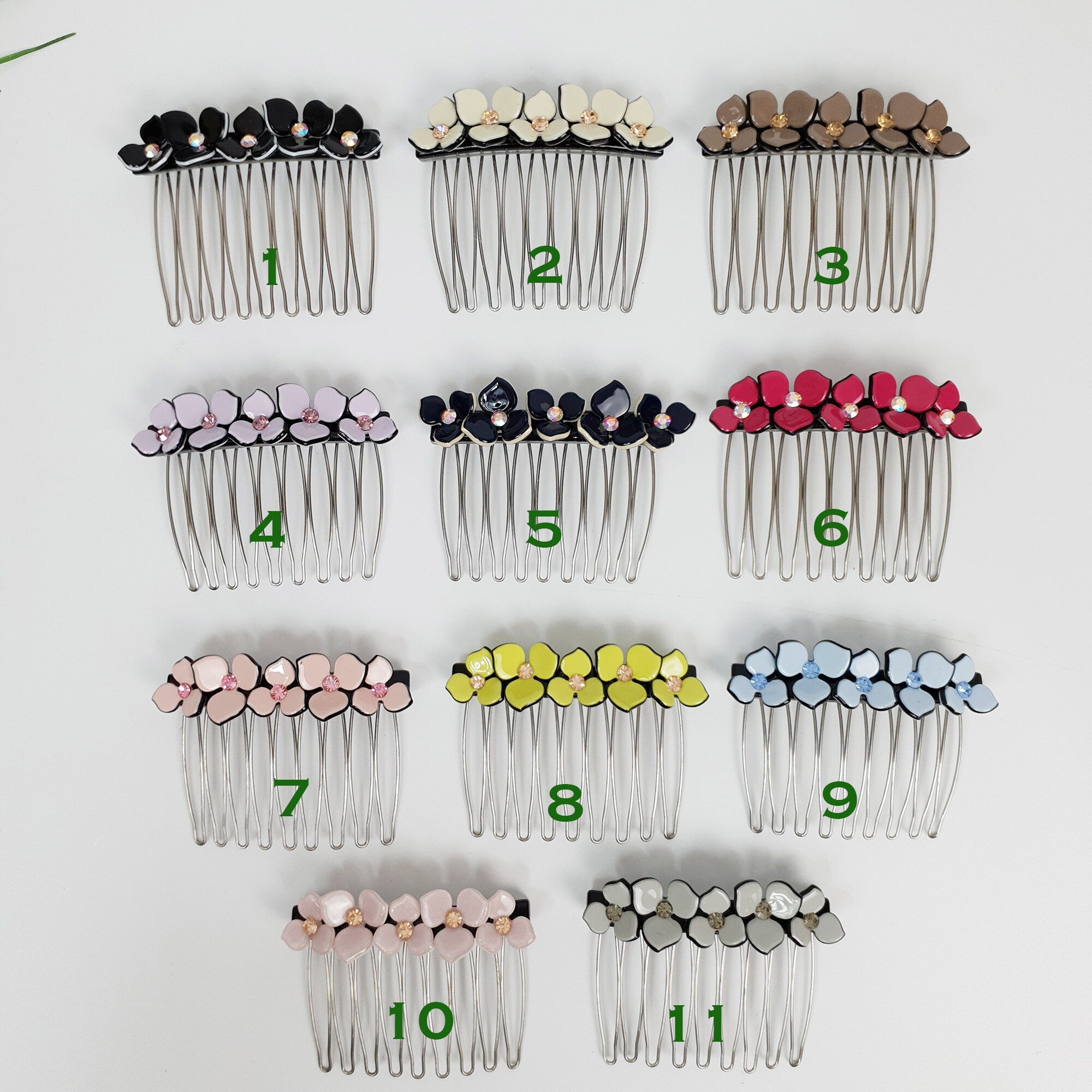 Pastel Color Flower Comb Pin with Cubic / Tortoise Shell Hair Pin / Hair Fork for Woman / Flower Hair Pin